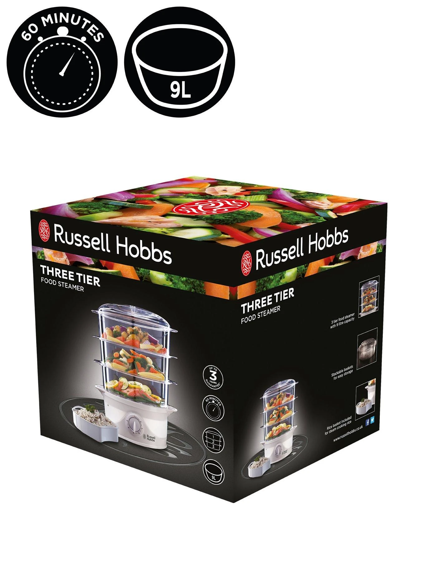 Russell Hobbs Your Creations 3 Tier Food Steamer - 21140 - Image 2