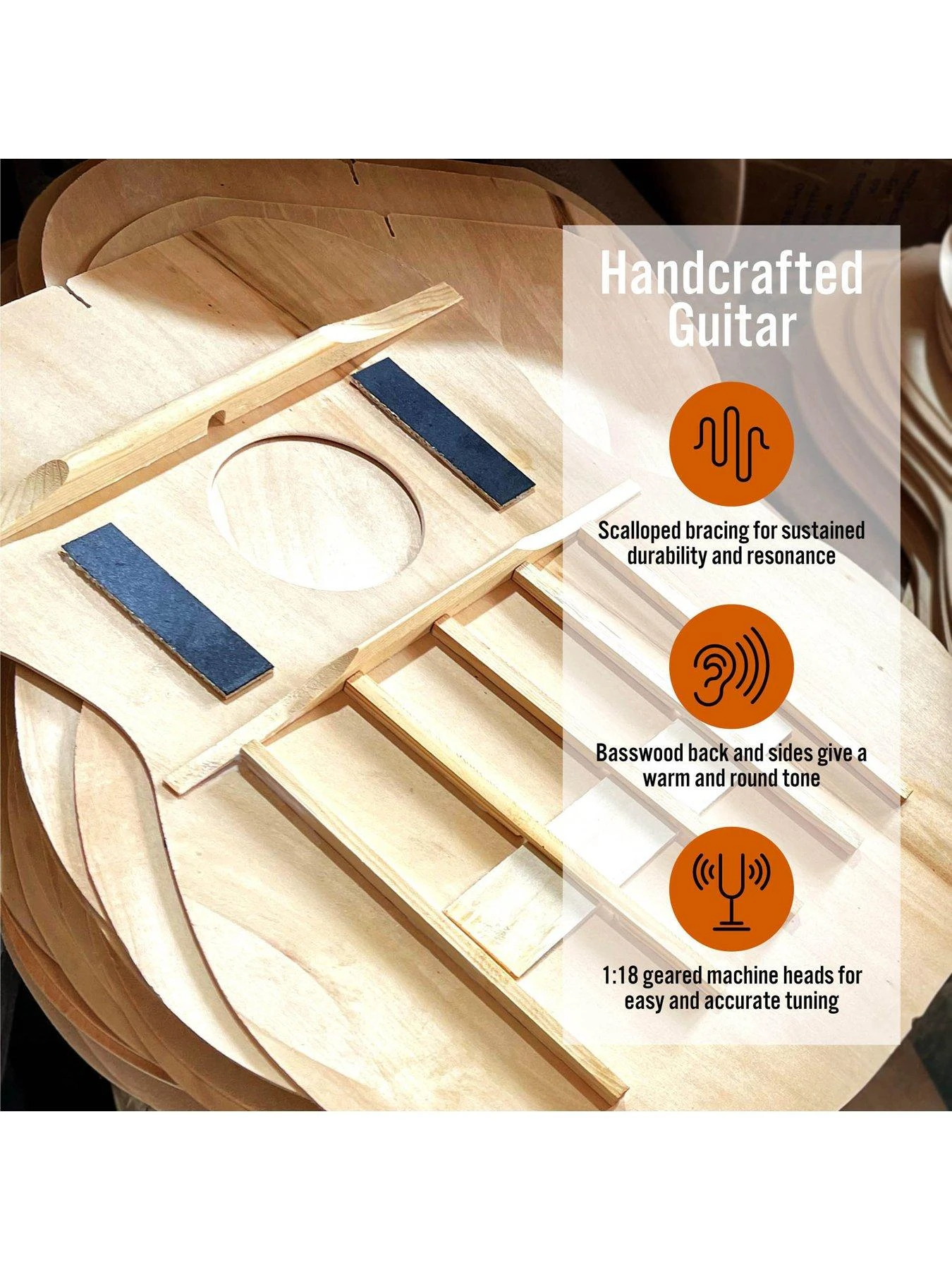 3rd Avenue Full Size 4/4 Classical Guitar Beginner Bundle - 6 Months FREE Lessons - Natural - Image 4