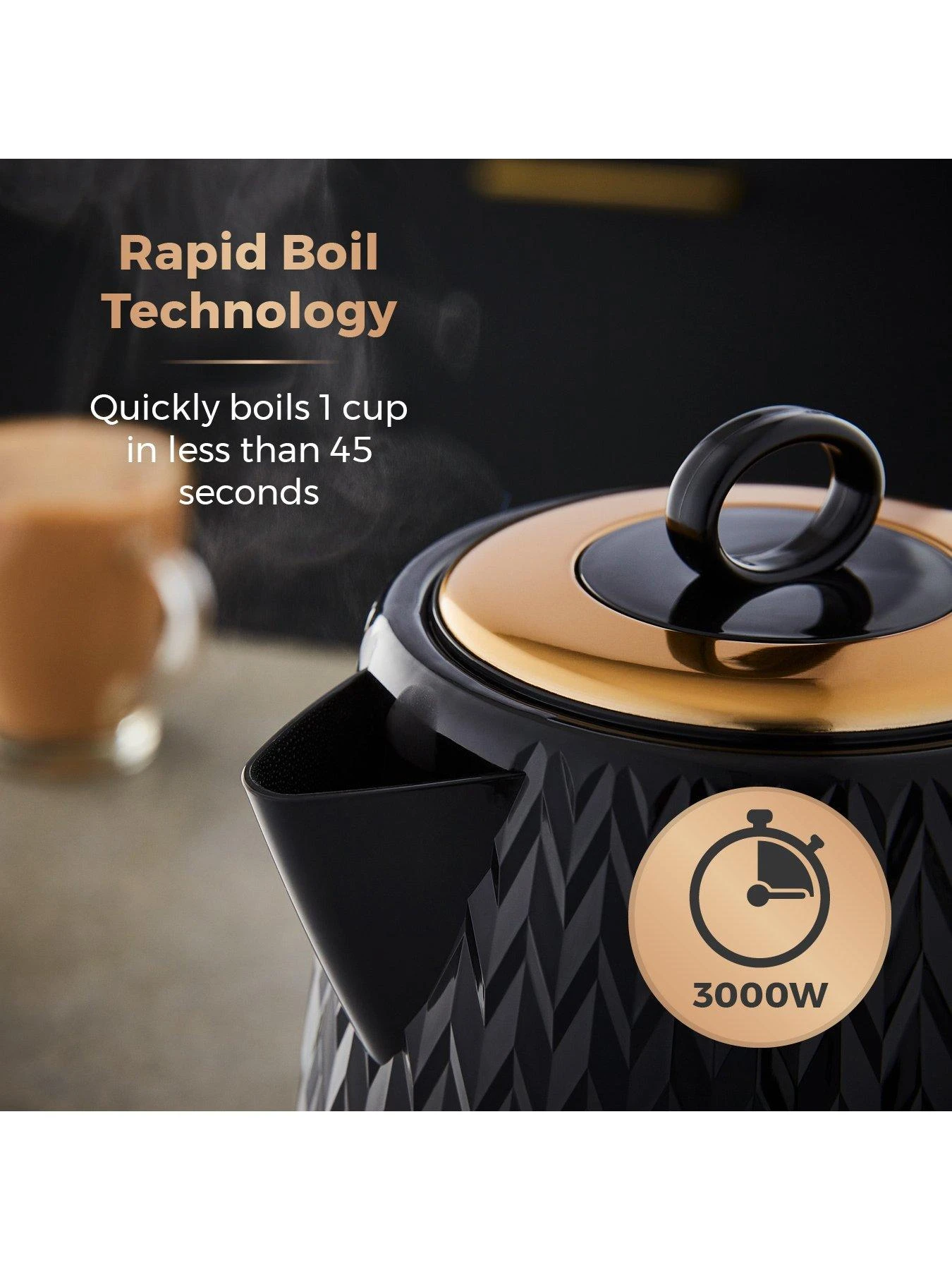 Tower Empire 1.7L Textured Kettle - Black - Image 4