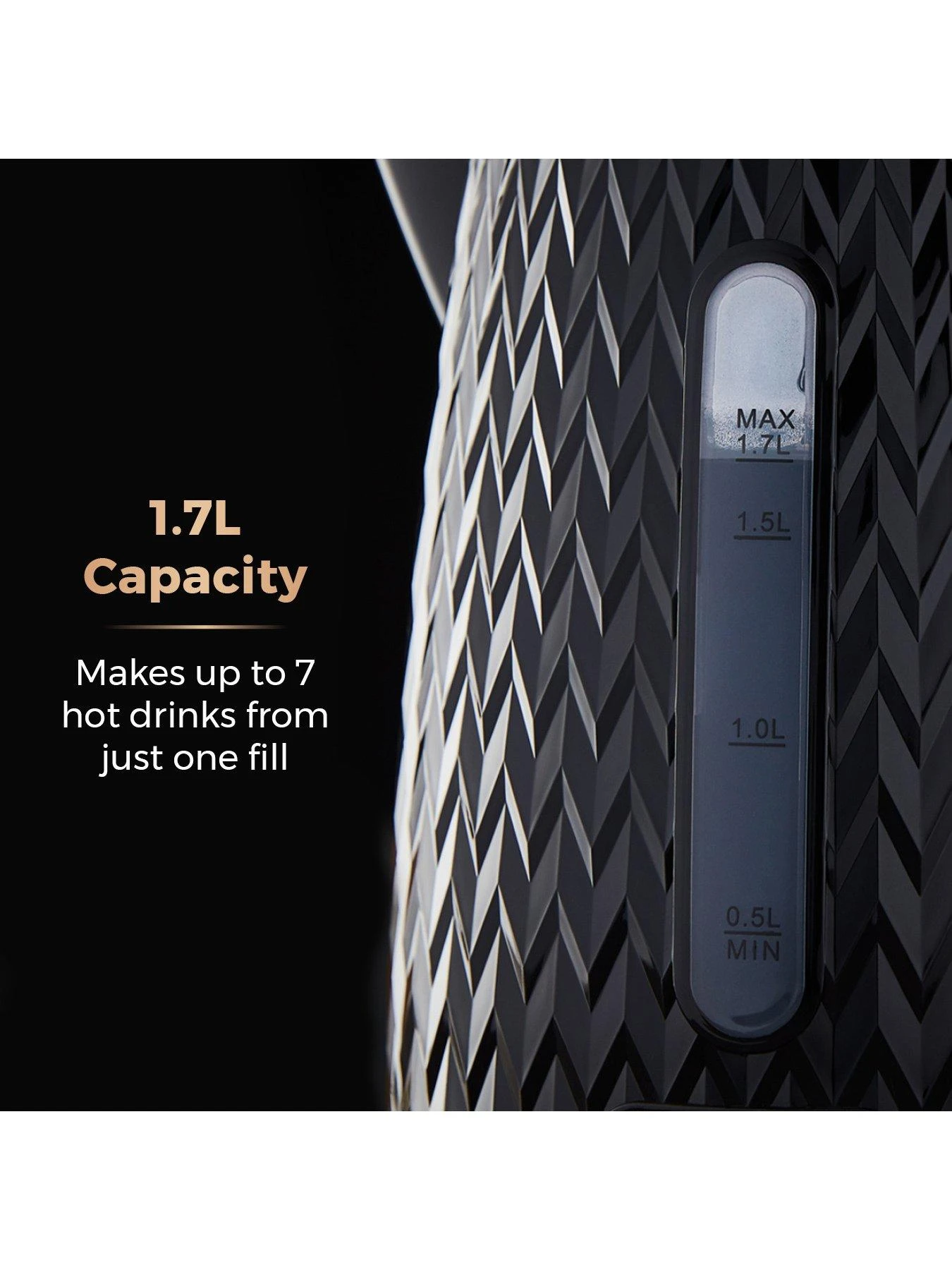 Tower Empire 1.7L Textured Kettle - Black - Image 5