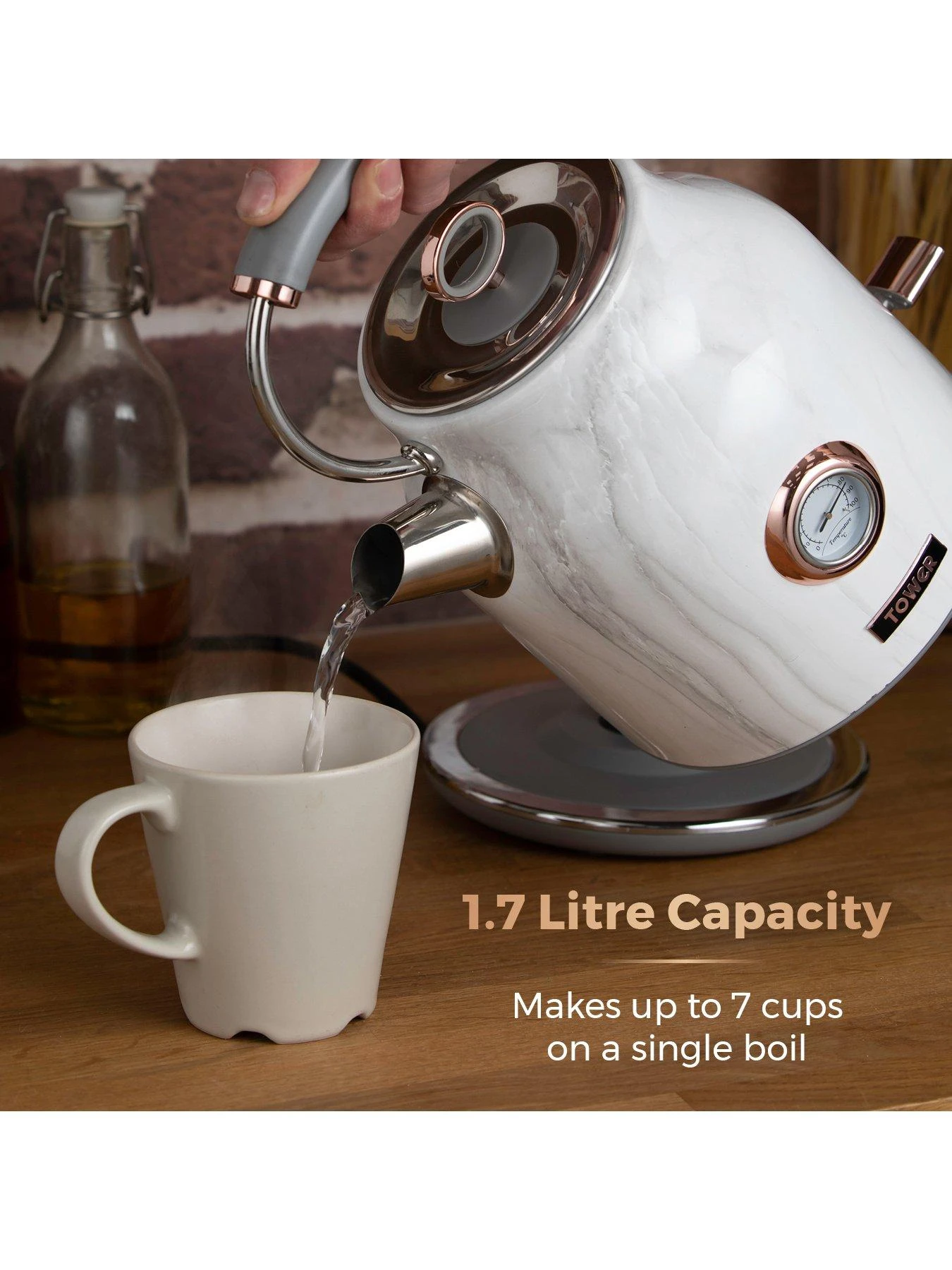 Tower 3KW 1.7L Stainless Steel Kettle - Marble Rose Gold - Image 4