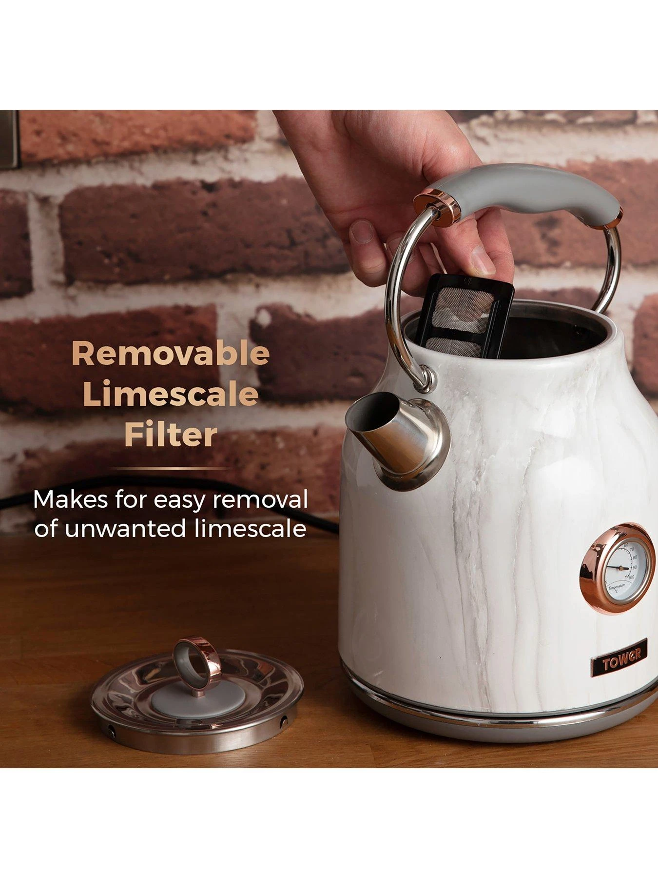 Tower 3KW 1.7L Stainless Steel Kettle - Marble Rose Gold - Image 6