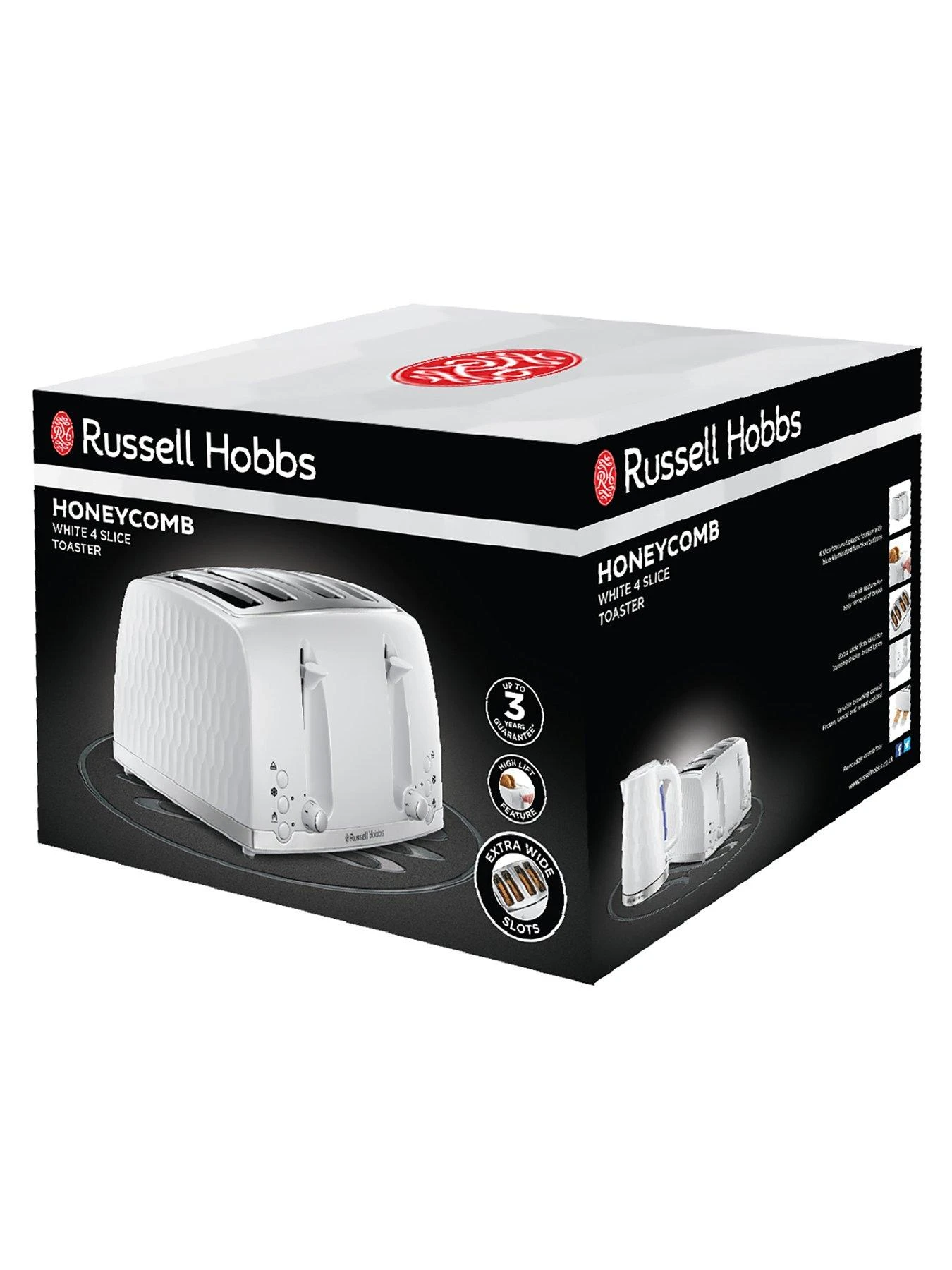 Russell Hobbs Honeycomb 4 Slice White Plastic Toaster - 26070 - Image 7