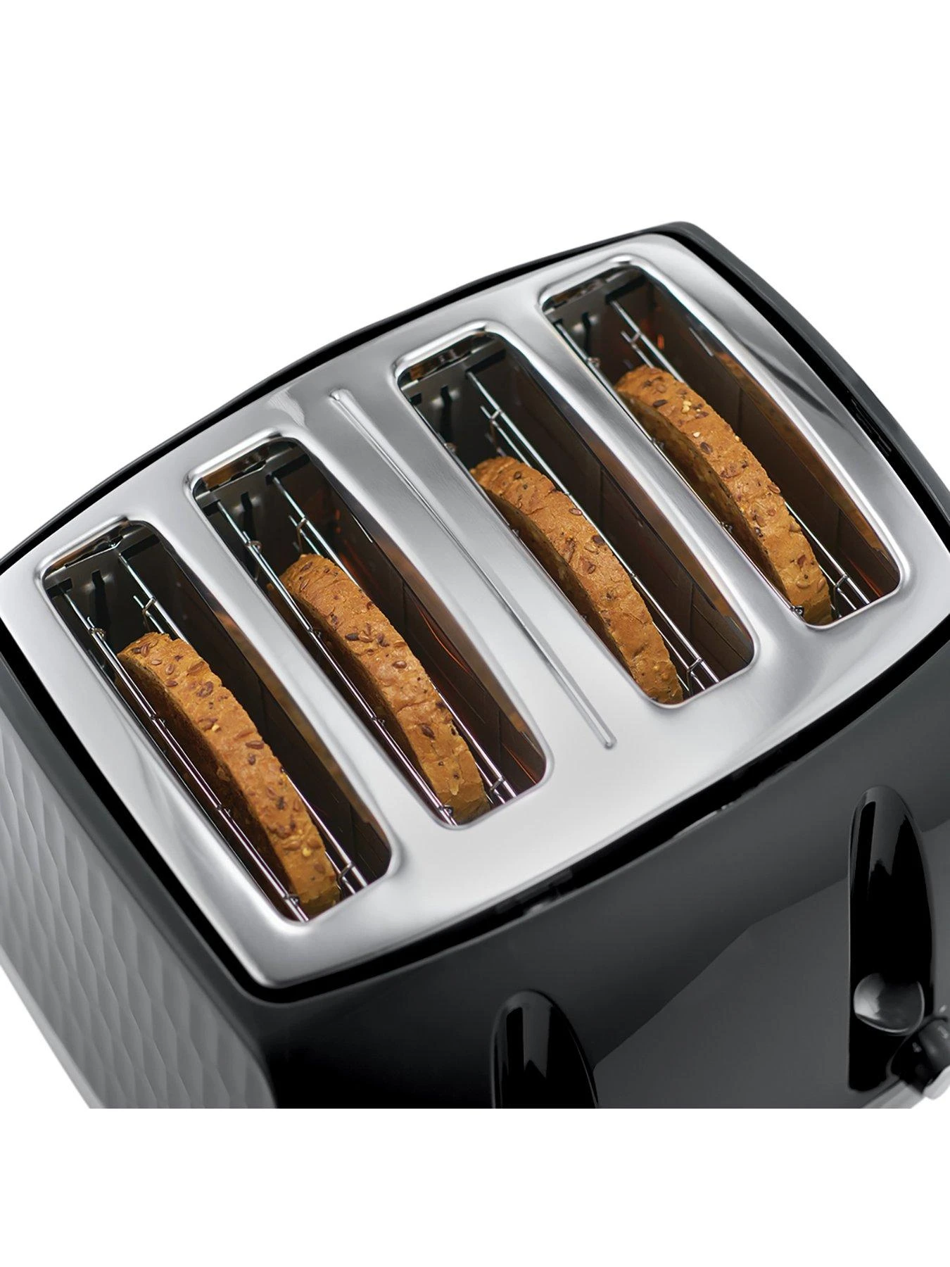 Russell Hobbs Honeycomb 4 Slice Black Plastic Toaster - 26071 - Image 4
