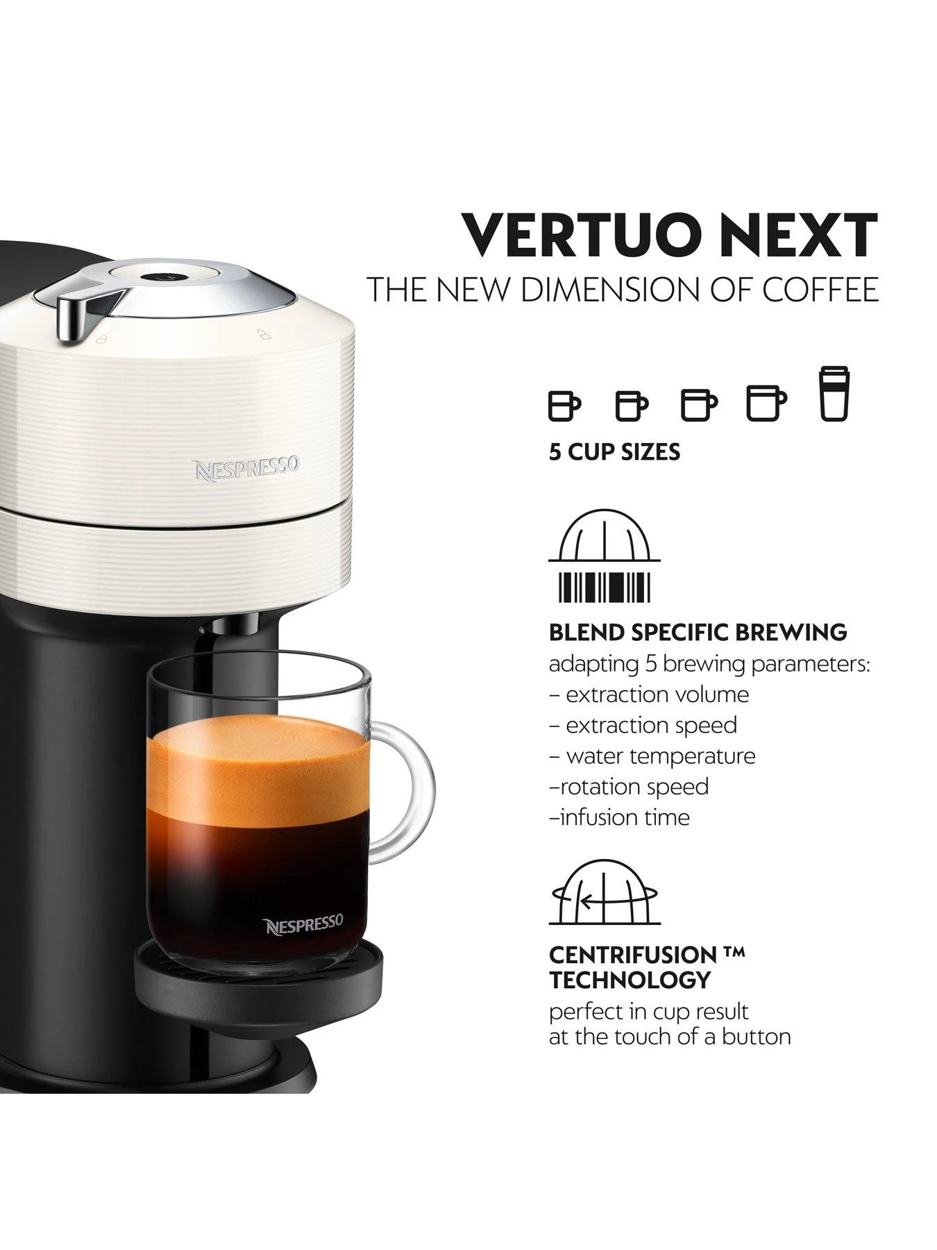 Nespresso Vertuo Next 11706 Coffee Machine By Magimix - White - Image 2
