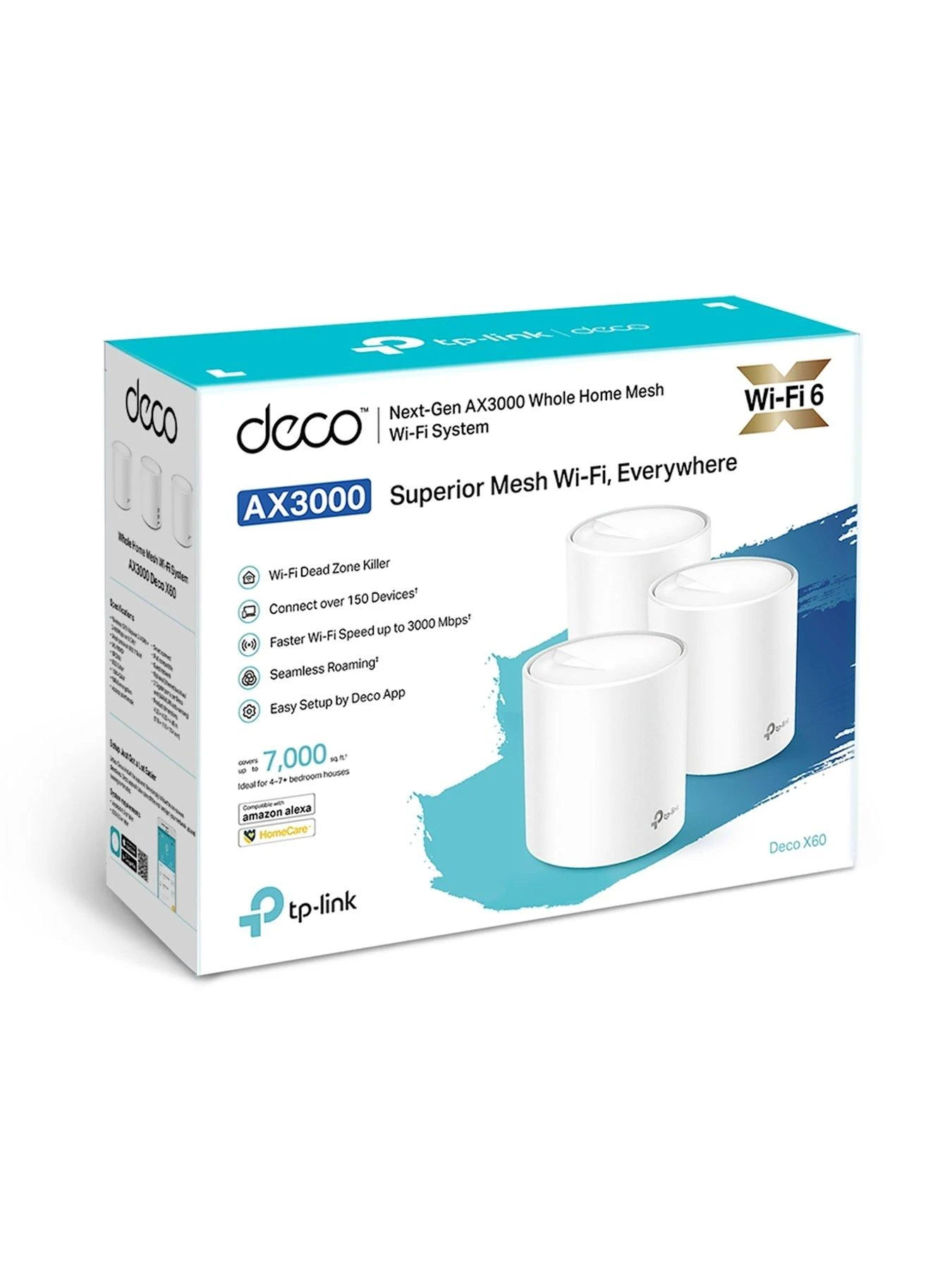 TP-Link TP Link Deco X60(3-Pack) AX3000 Whole Home Mesh Wi-Fi 6 System - Image 2