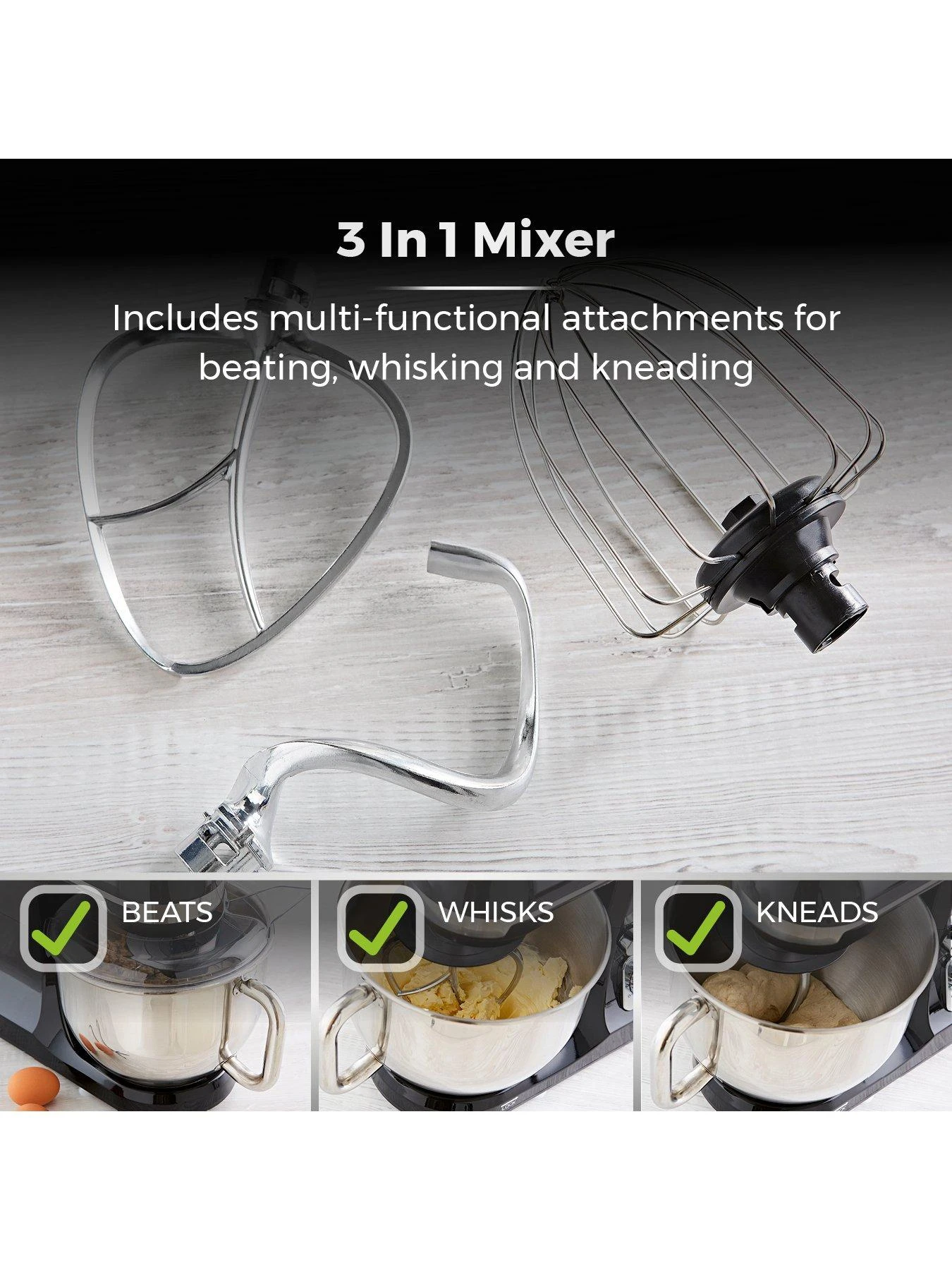 Tower 1000W Stand Mixer - Chrome - Image 3