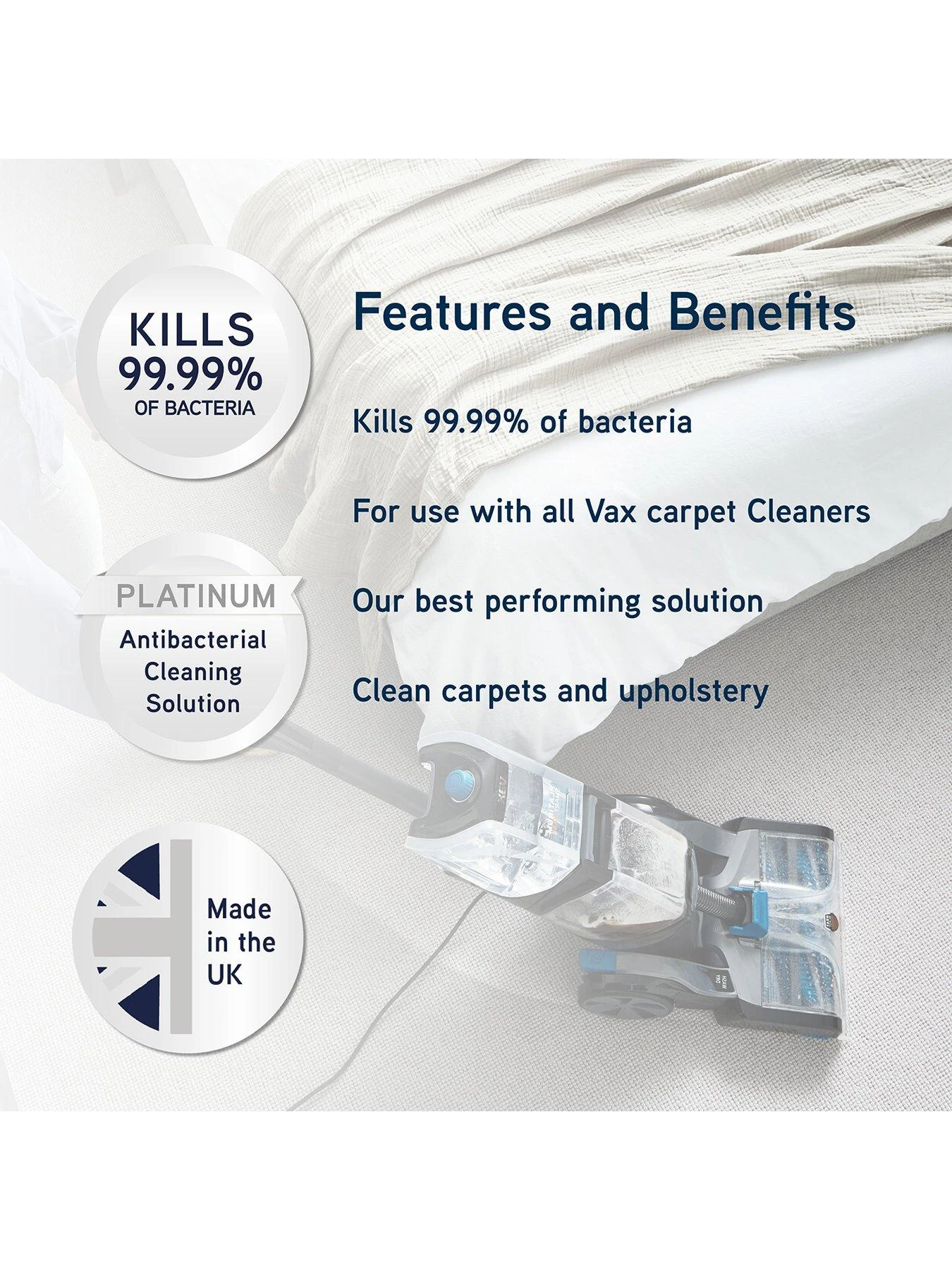 Vax Platinum Antibacterial Carpet Cleaning Solution 4L - Image 3