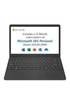 Geo GeoBook 140 14-inch HD Windows 10 Laptop, Intel Celeron Dual Core, 4GB RAM, 64GB Storage With Optional Norton 360 (1 Year)