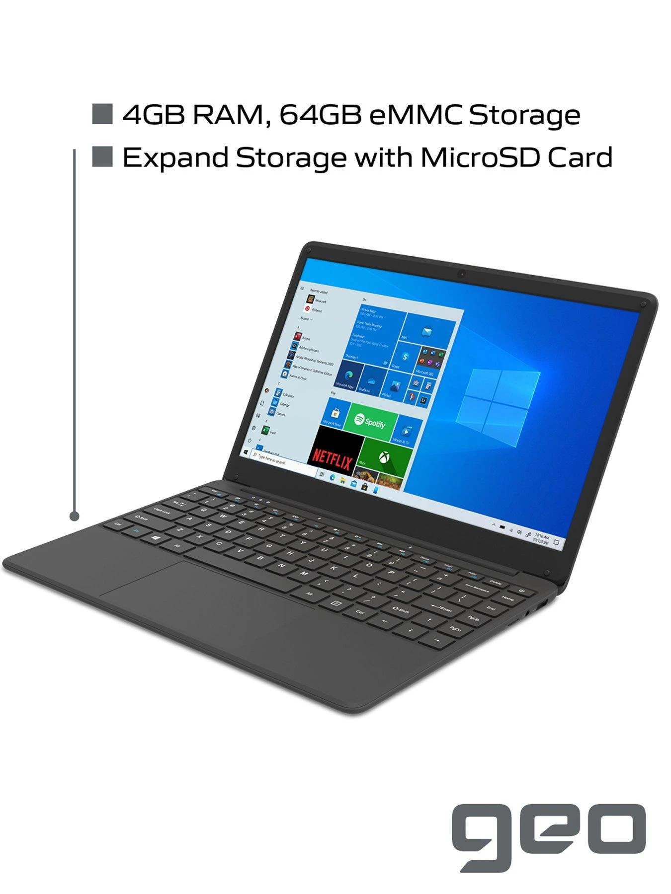 Geo GeoBook 140 14-inch HD Windows 10 Laptop, Intel Celeron Dual Core, 4GB RAM, 64GB Storage With Optional Norton 360 (1 Year) - Image 4