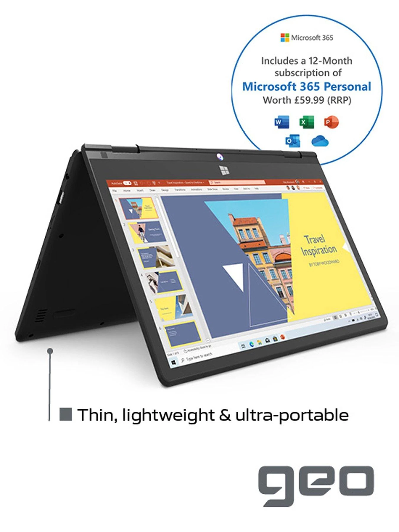 Geo GeoFlex 110 11.6-inch HD Convertible Windows 10 Laptop With Touchscreen, Intel Celeron Dual Core, 4GB RAM, 64GB Storage With Optional Norton 360 (1 Year) - Image 6