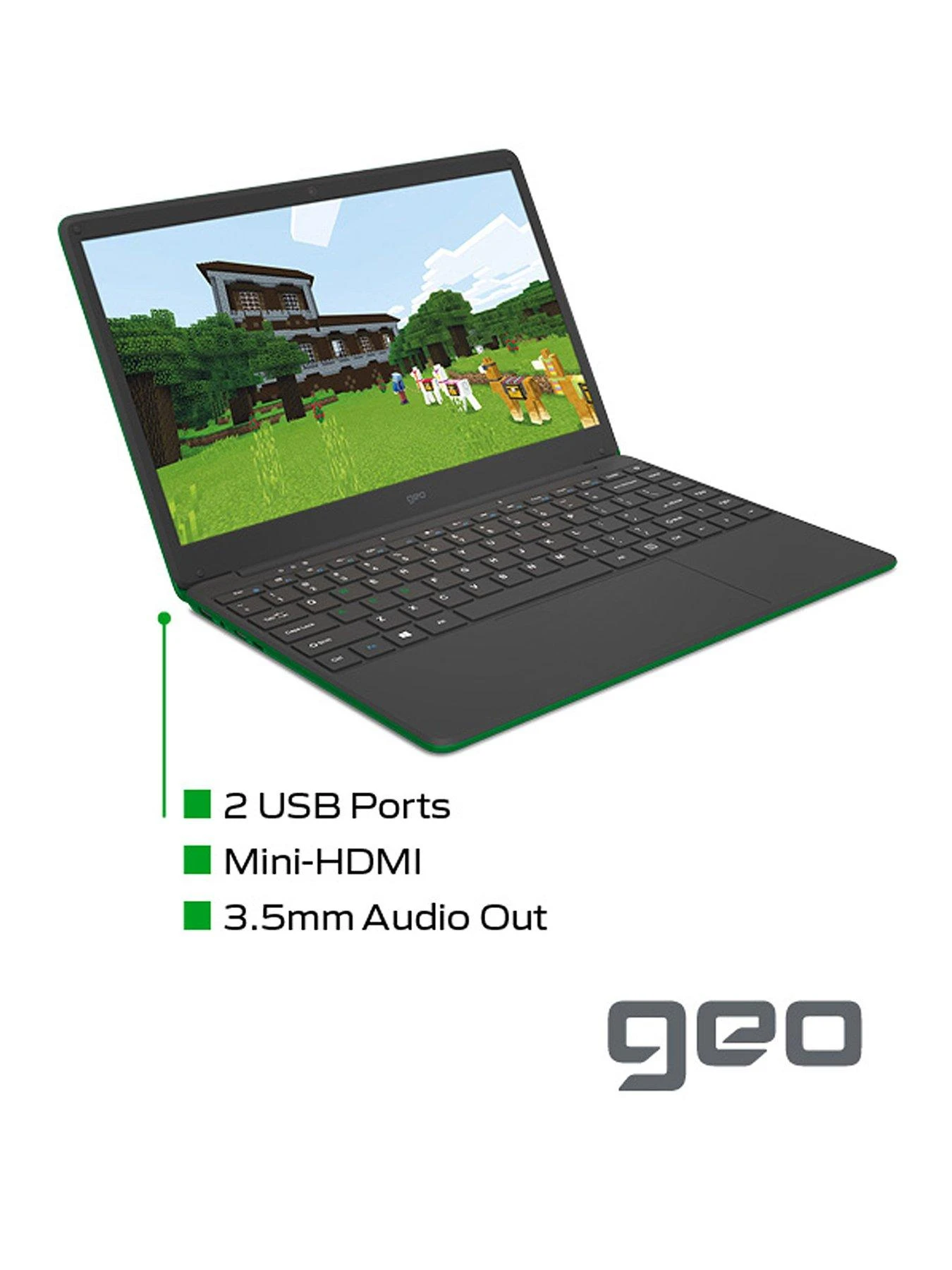 Geo GeoBook 140 Minecraft Laptop - 14 Inch HD, Intel Celeron, 4GB RAM, 64GB Storage, Microsoft 365 Personal Included - Green - Image 3
