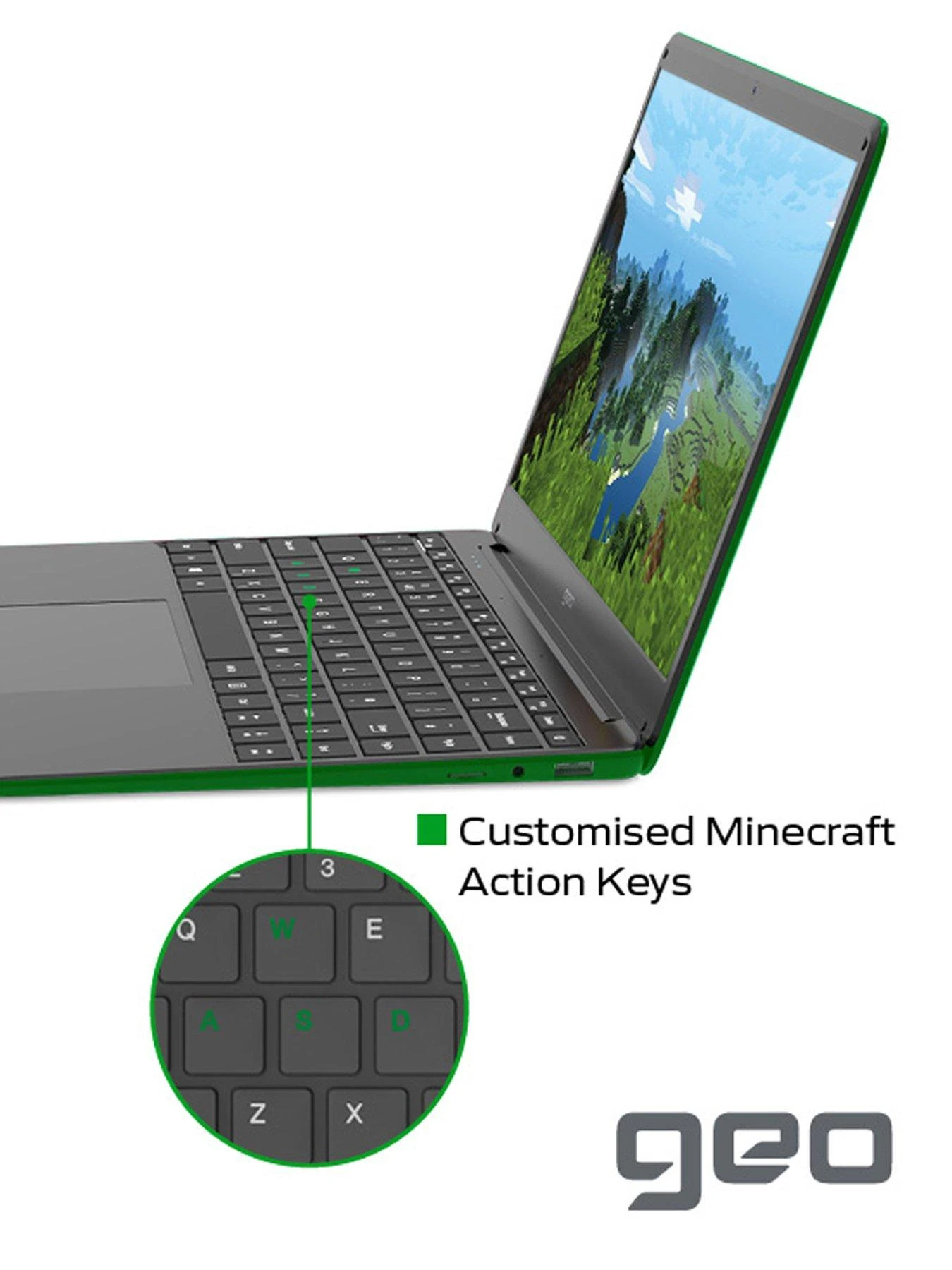 Geo GeoBook 140 Minecraft Laptop - 14 Inch HD, Intel Celeron, 4GB RAM, 64GB Storage, Microsoft 365 Personal Included - Green - Image 5