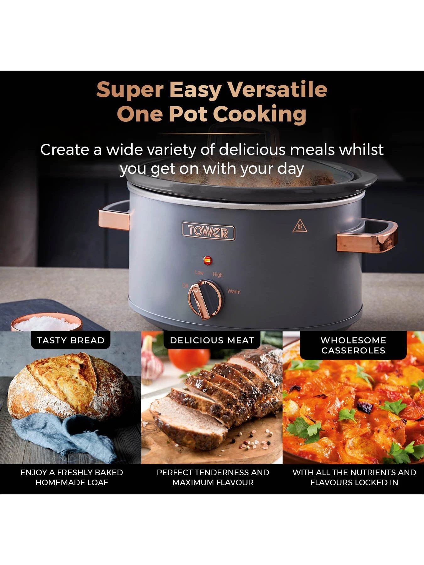 Tower Cavaletto Slow Cooker 3.5l - Grey - Image 4