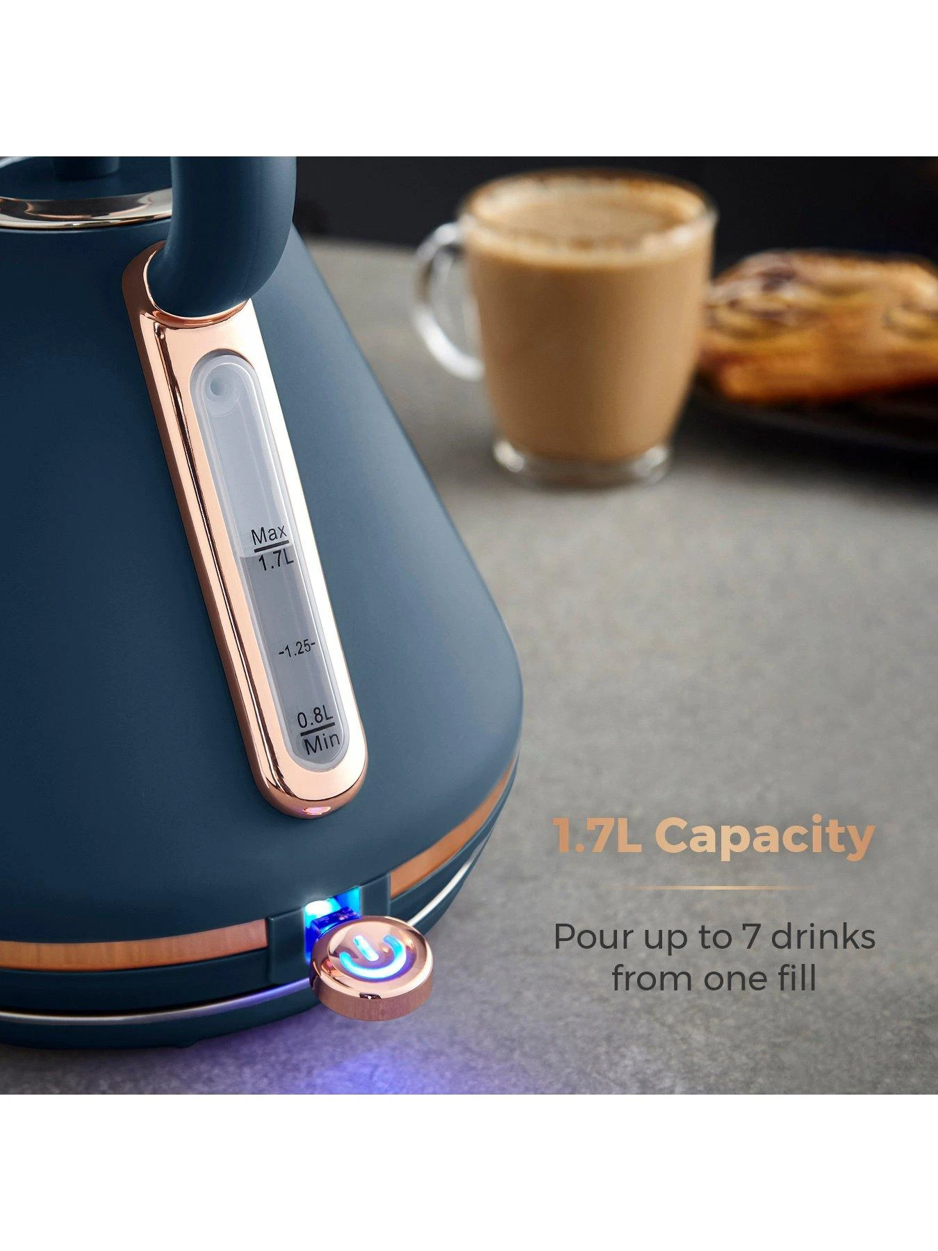 Tower Cavaletto 1.7L Pyramid KettleĀ - Midnight Blue - Image 5