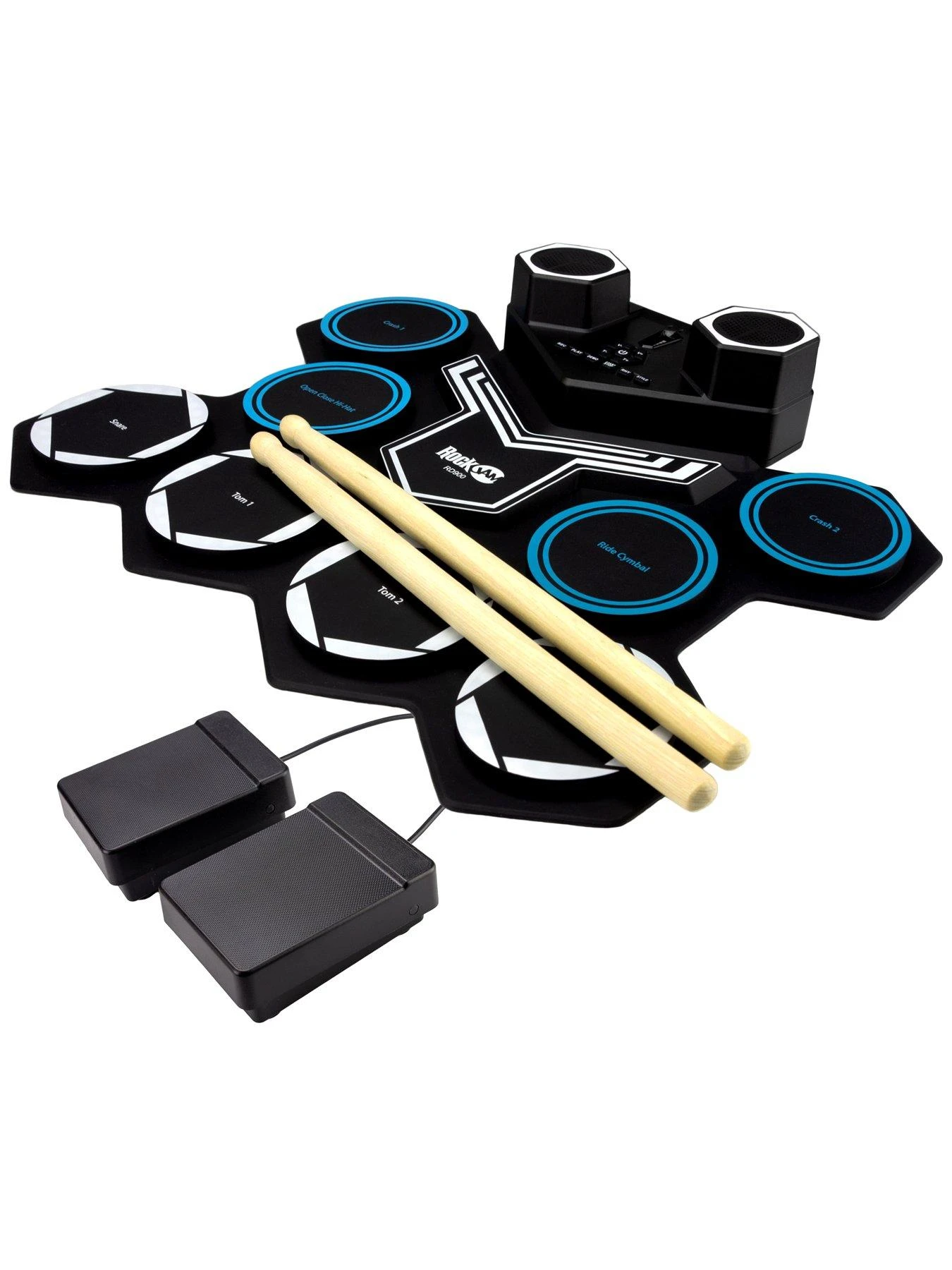 RockJam Rechargeable Bluetooth Roll Up Drum Kit With Inbuilt Speakers & Drumsticks - Image 2