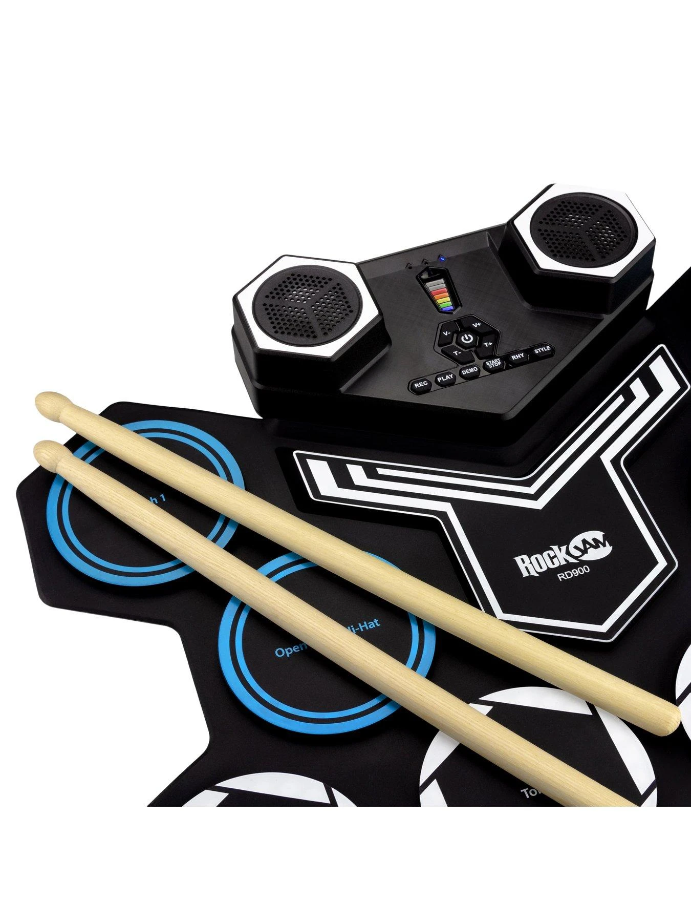 RockJam Rechargeable Bluetooth Roll Up Drum Kit With Inbuilt Speakers & Drumsticks - Image 5