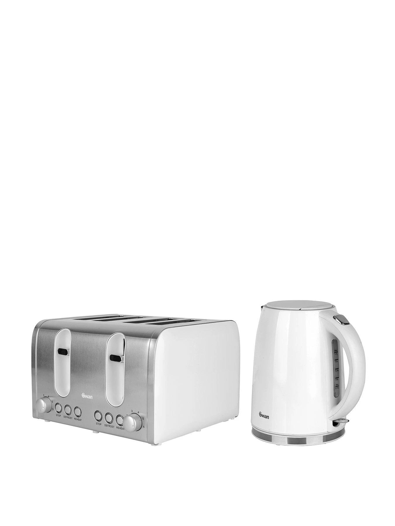 Swan Kettle & Toaster 4-Slice Twin PackĀ - White