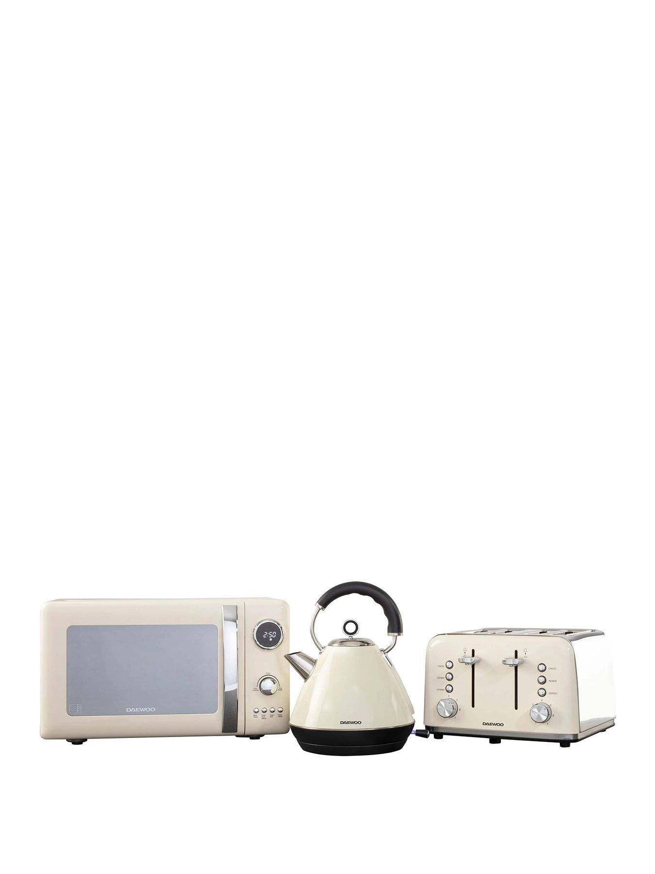 Daewoo Kensington Bundle- Cream (Kettle, 4 Slice Toaster, Microwave)
