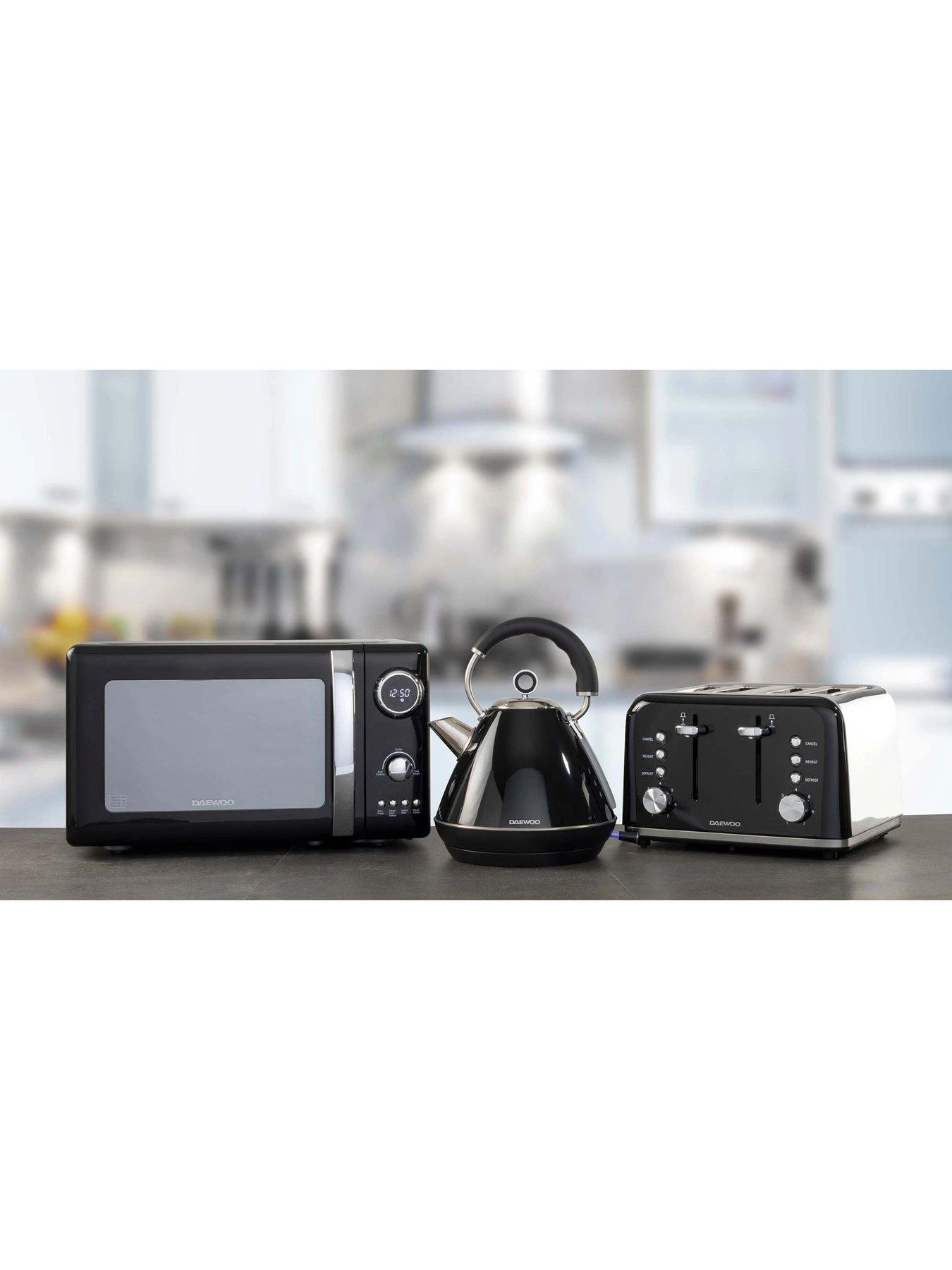 Daewoo Kensington Bundle- Black (Kettle, 4 Slice Toaster, Microwave) - Image 2