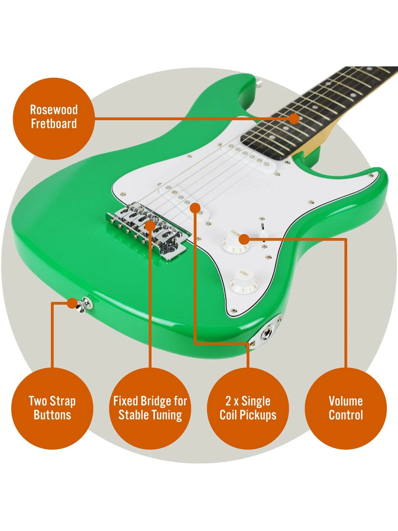 3/4 Size Electric Guitar Ultimate Kit With 10W Amp - 6 Months FREE Lessons - Green - Image 4