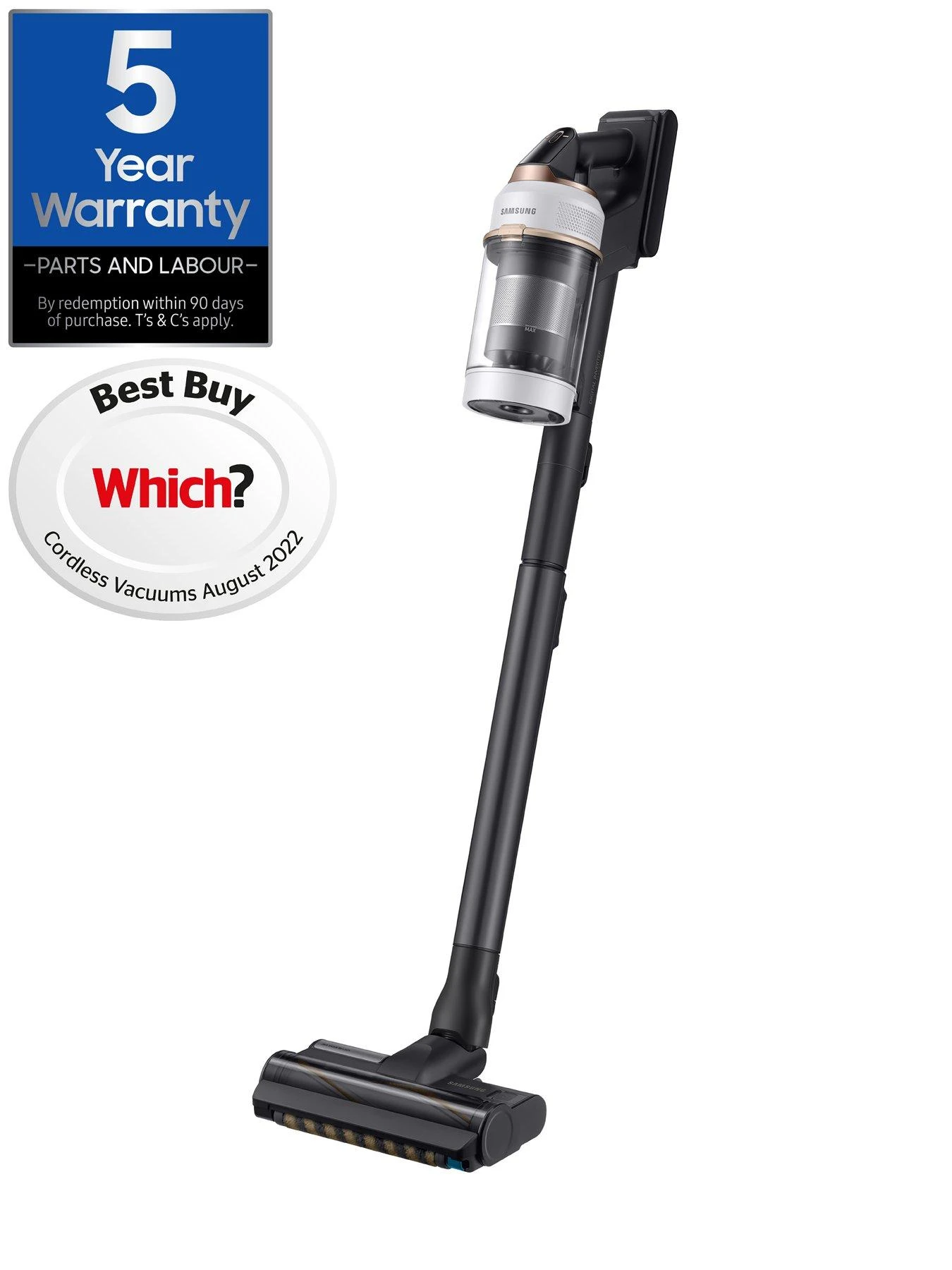 Samsung Bespoke Jet™ Pet VS20A95823W/EU Cordless Stick Vacuum Cleaner - Max 210W Suction Power With All-in-one Clean Station - Misty White - Image 2