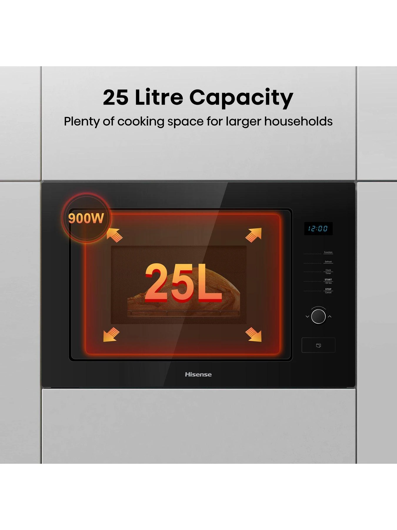Hisense HB25MOBX7GUK Built-in Microwave With Grill - Black - Image 2