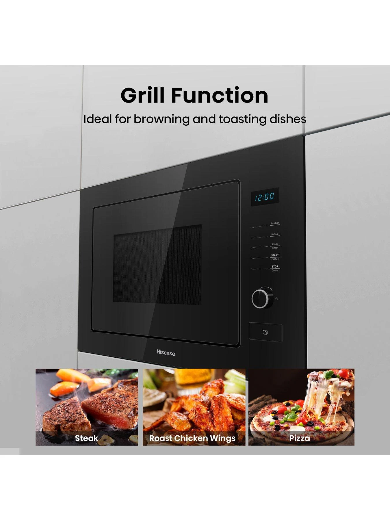 Hisense HB25MOBX7GUK Built-in Microwave With Grill - Black - Image 3