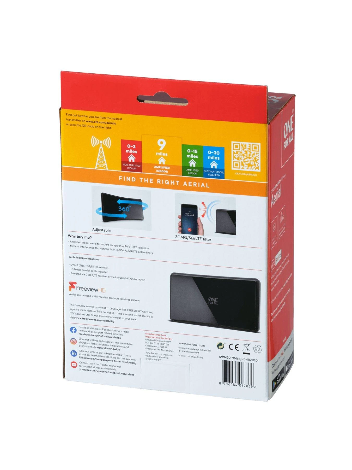 One For All SV9420 FullHD Indoor Aerial Inc DAB - Image 5