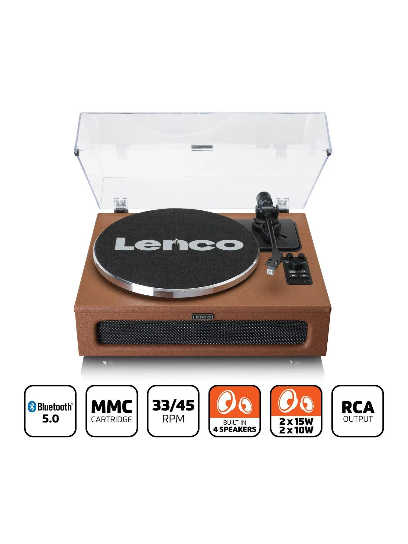 Lenco LS-430BN Turntable With Built-in Speakers - Brown - Image 5