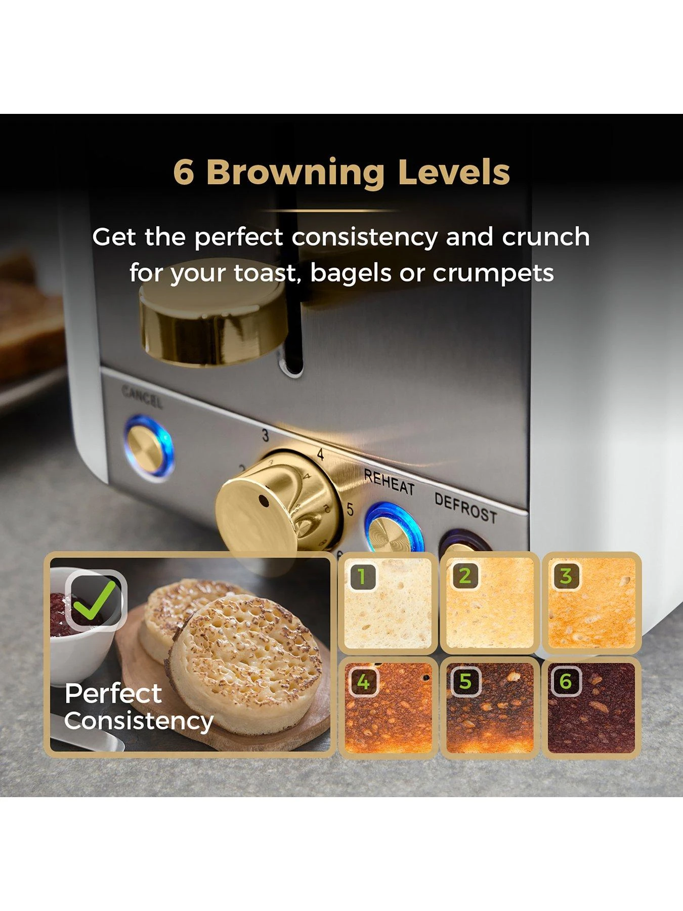 Tower Cavaletto 850W 2-Slice ToasterĀ - Optic White - Image 4