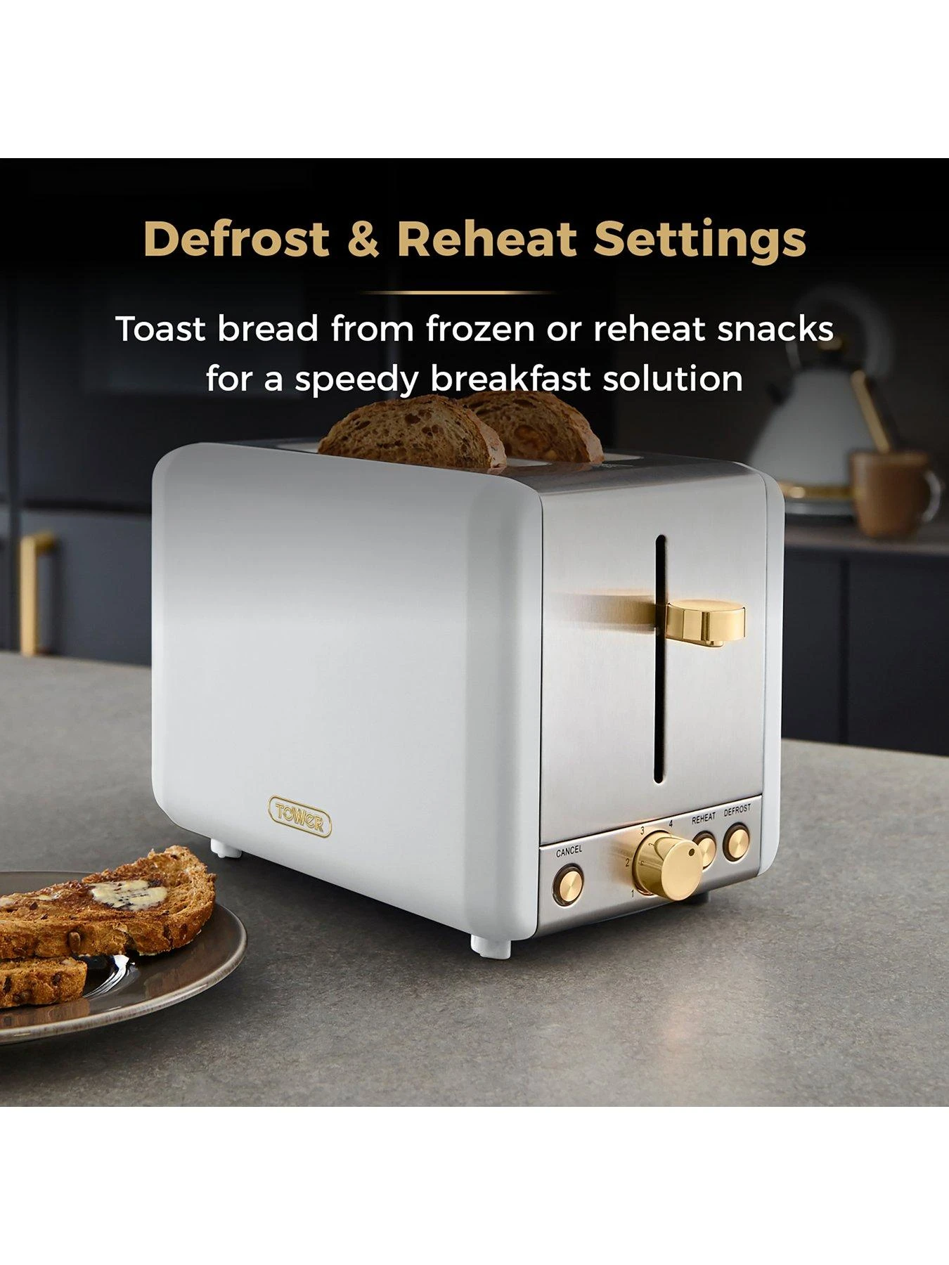 Tower Cavaletto 850W 2-Slice ToasterĀ - Optic White - Image 5
