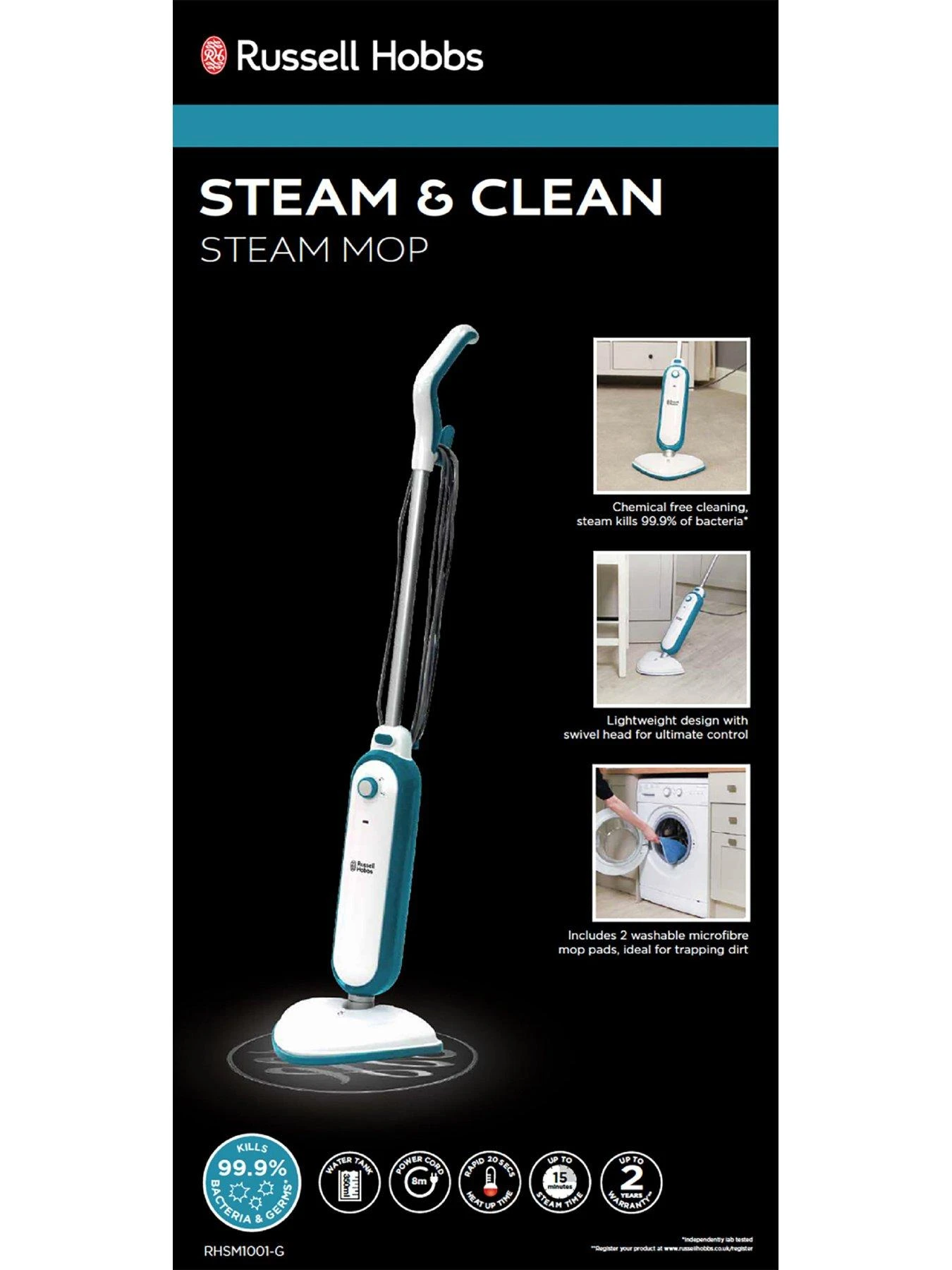 Russell Hobbs RHSM1001-G Steam & Clean 600W Steam Mop - Image 2