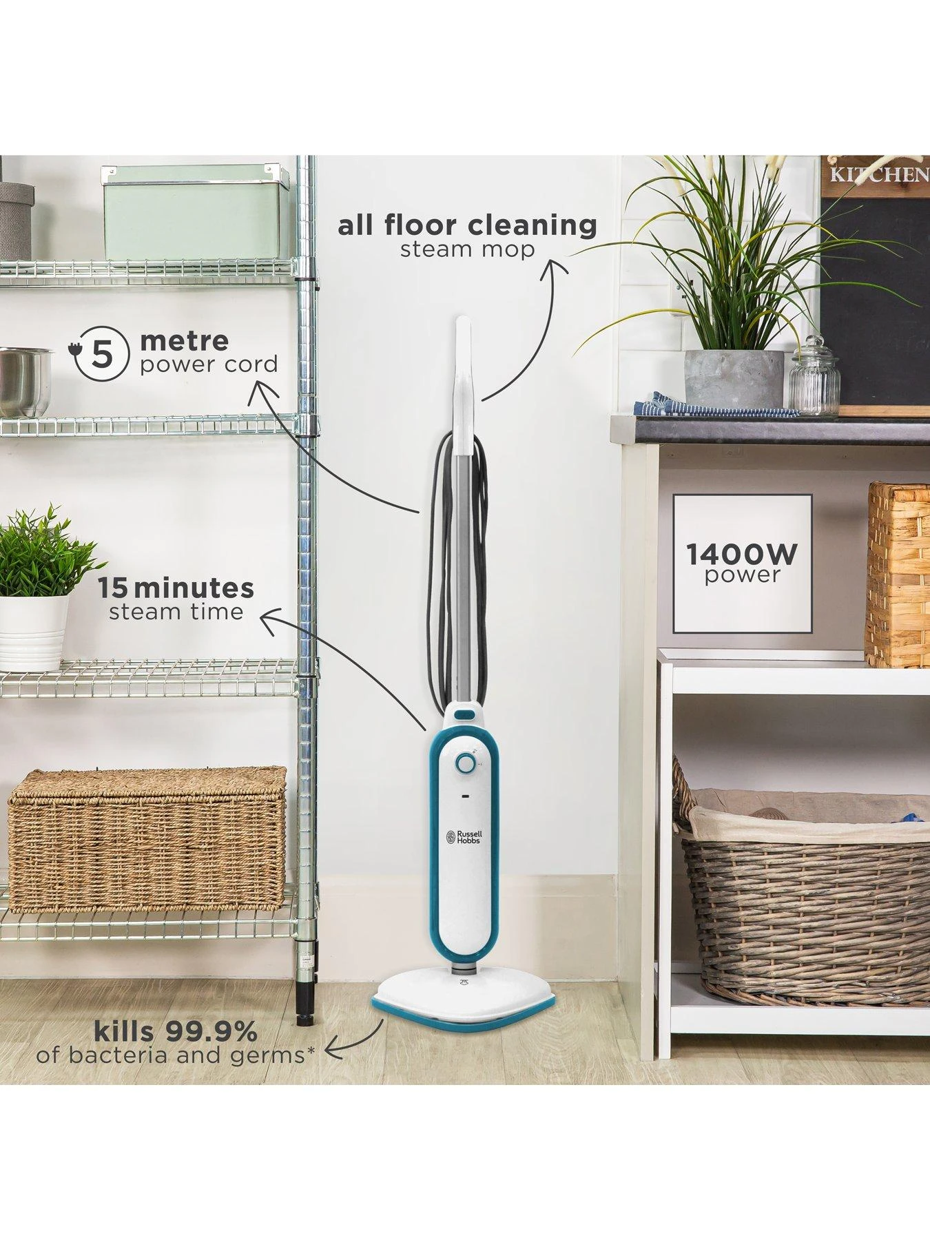 Russell Hobbs RHSM1001-G Steam & Clean 600W Steam Mop - Image 4