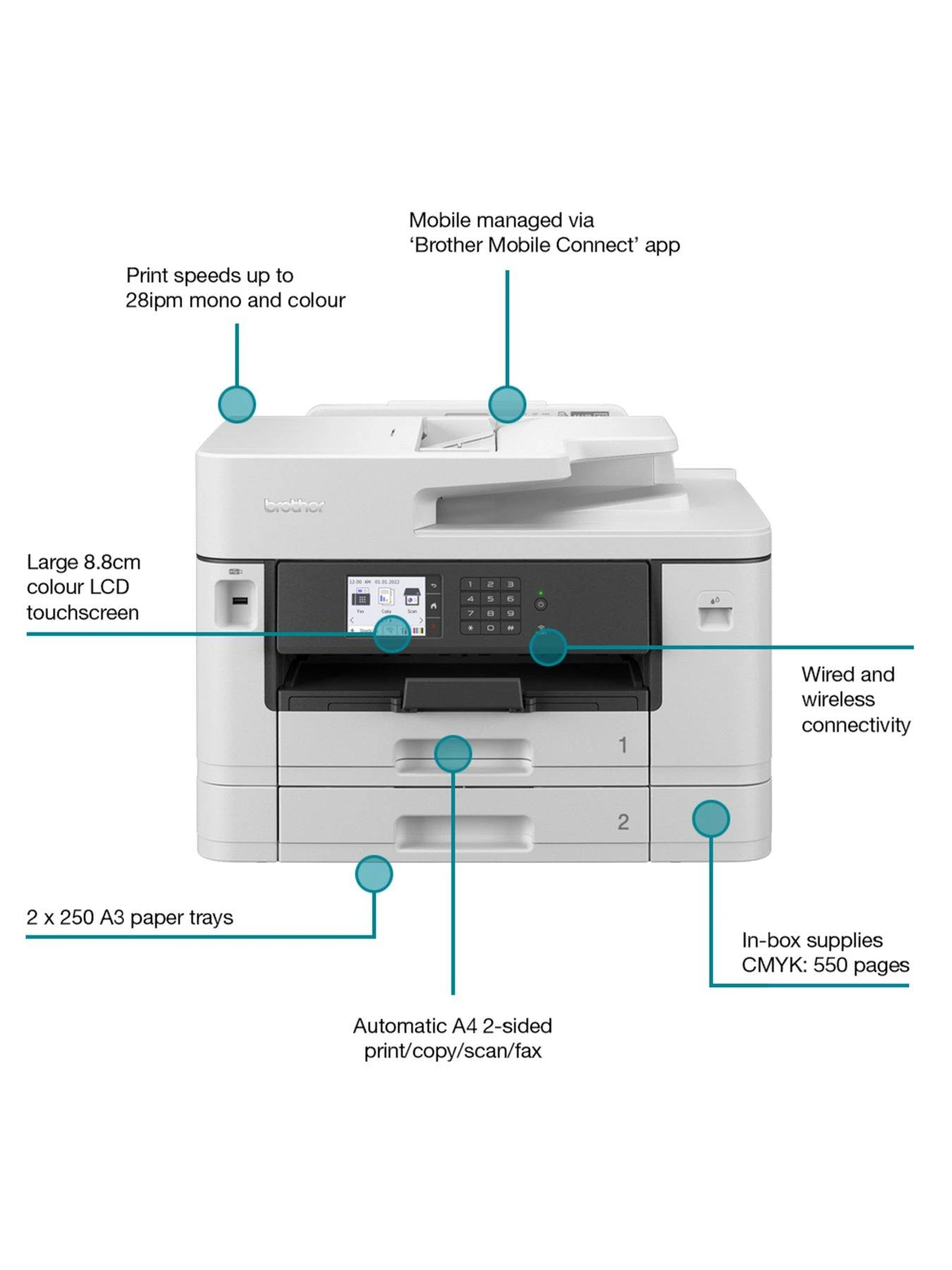Brother MFC-J5740DW Wireless All-in-one A4 Inkjet Printer with A3 Print Capabilities - Image 5