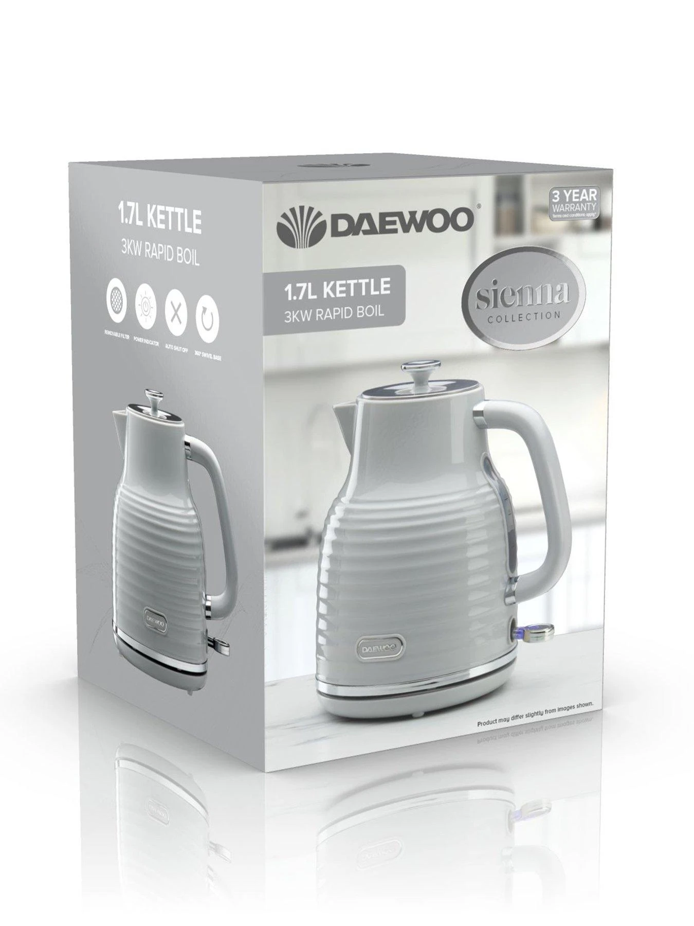 Daewoo Sienna 1.7L 3kW Jug Kettle - Grey - Image 2