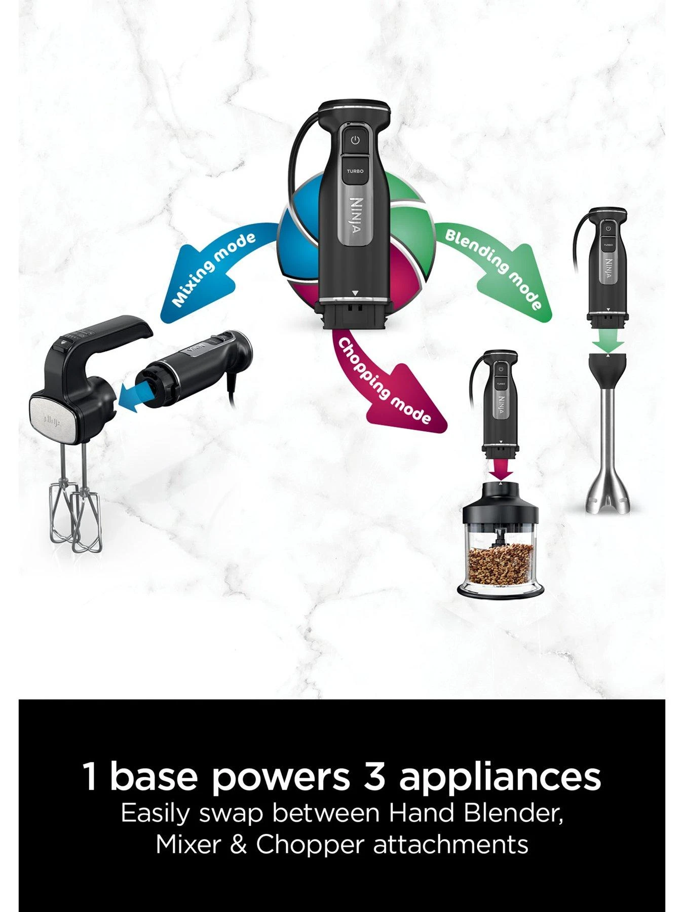 NINJA Foodi 3-in-1 Hand Blender, Mixer & Chopper CI100UK - Image 2