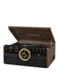 Victrola Empire 6-in-1 Music Centre - Bluetooth Record Player With Built-In Stereo Speakers, Cassette, CD And Radio