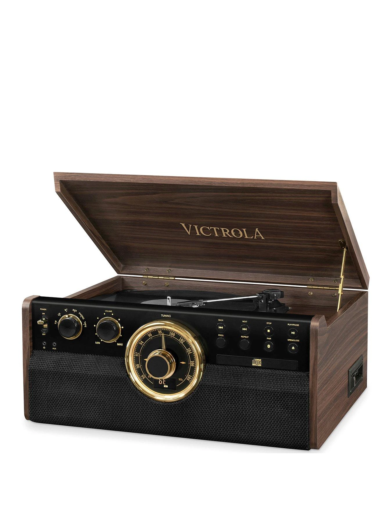Victrola Empire 6-in-1 Music Centre - Bluetooth Record Player With Built-In Stereo Speakers, Cassette, CD And Radio