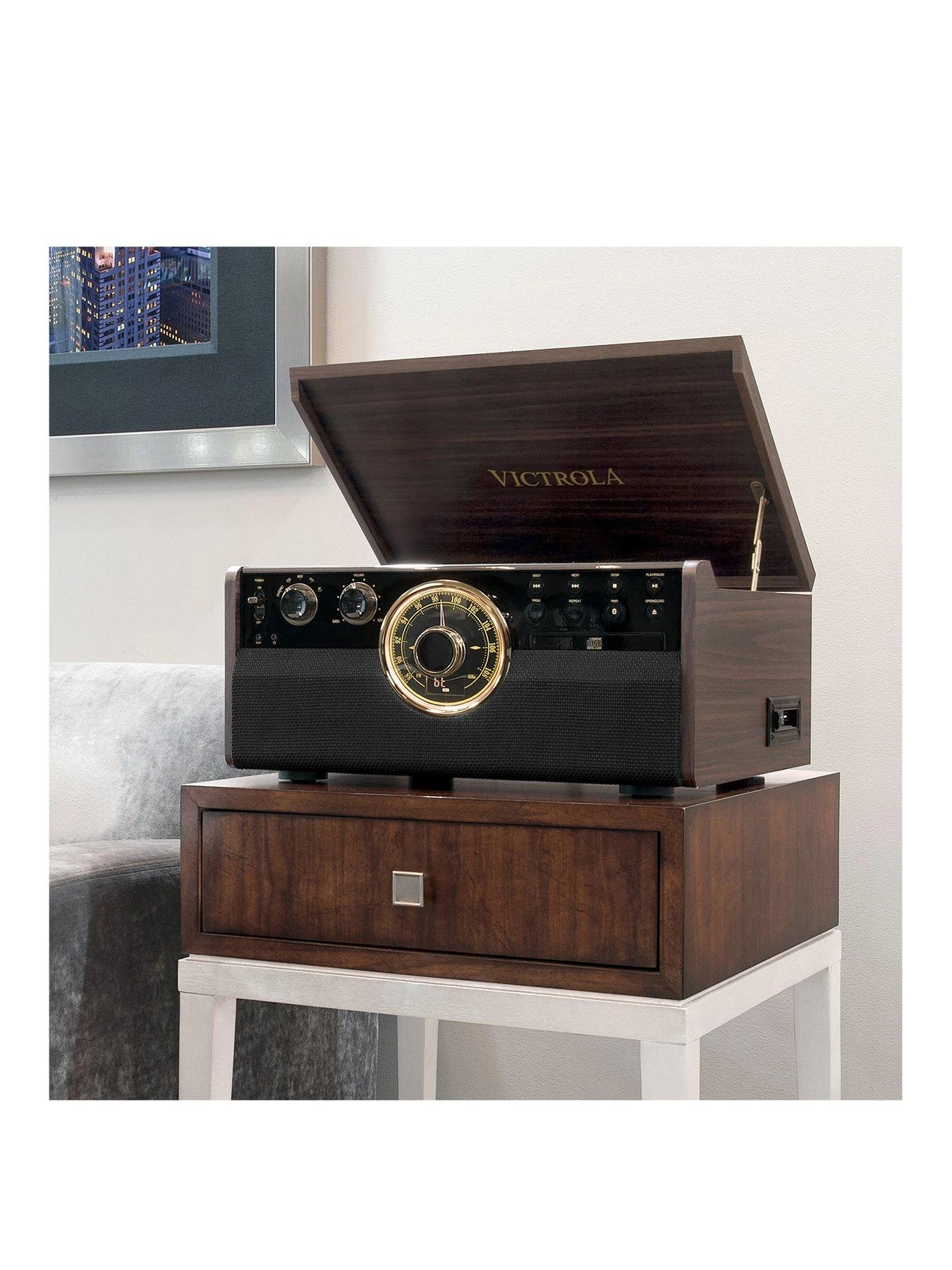 Victrola Empire 6-in-1 Music Centre - Bluetooth Record Player With Built-In Stereo Speakers, Cassette, CD And Radio - Image 2