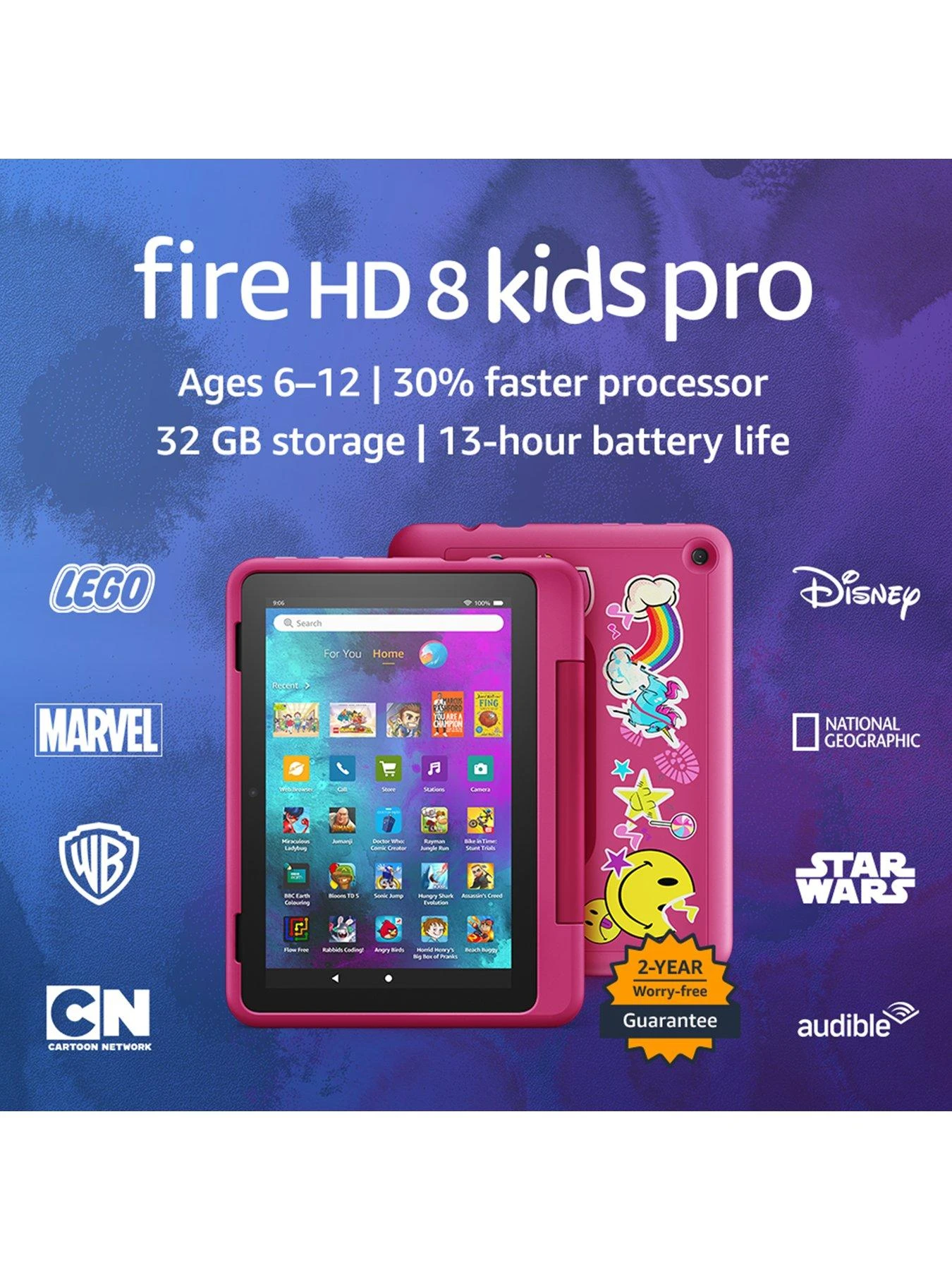 Amazon Fire HD 8 Kids Pro Tablet , 8-inch HD Display, Ages 6-12, Rainbow Universe - Image 2