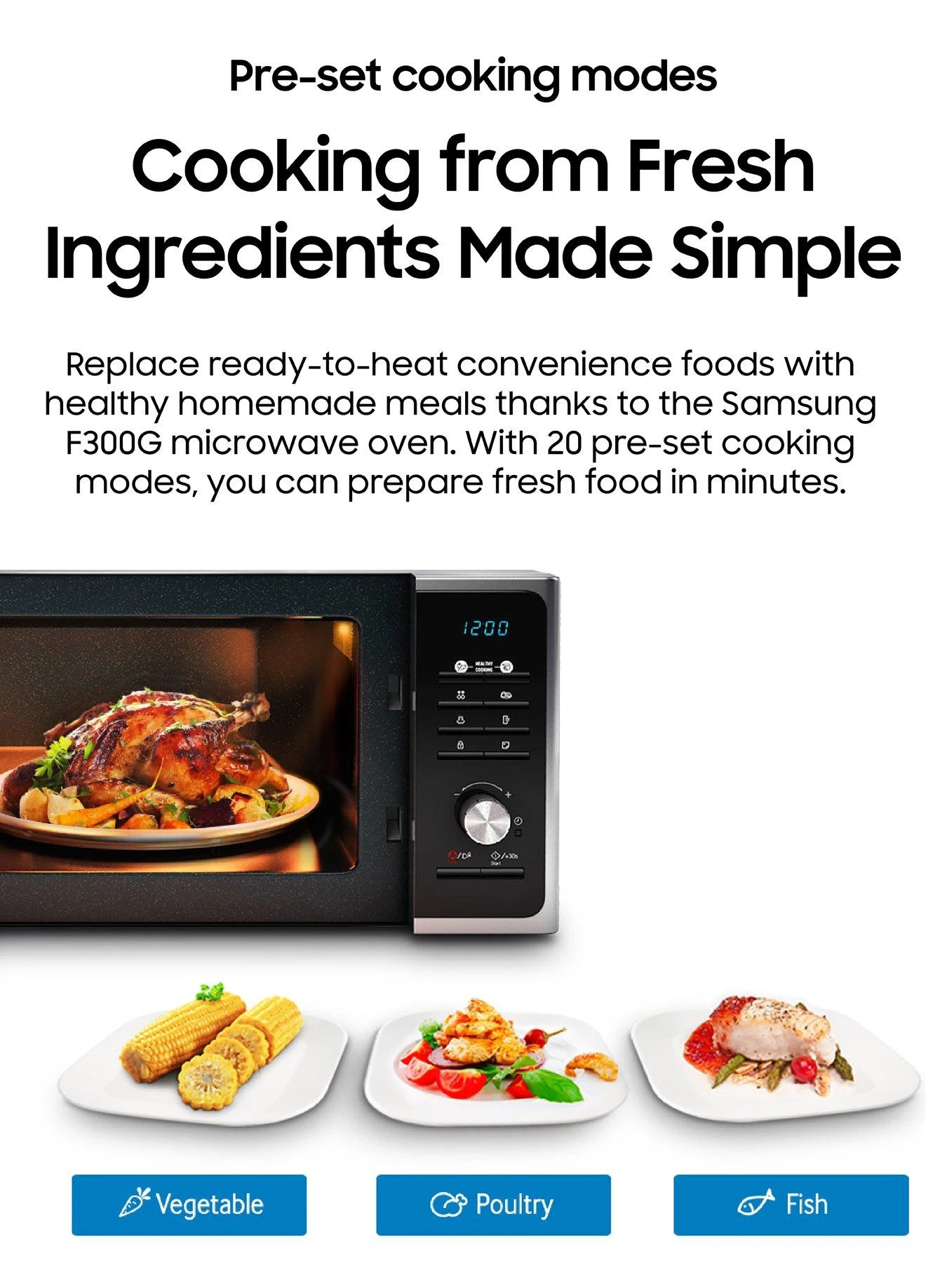 Samsung MS28F303TFK/EU Solo 28-litre, 1000-watt Microwave - Black - Image 2