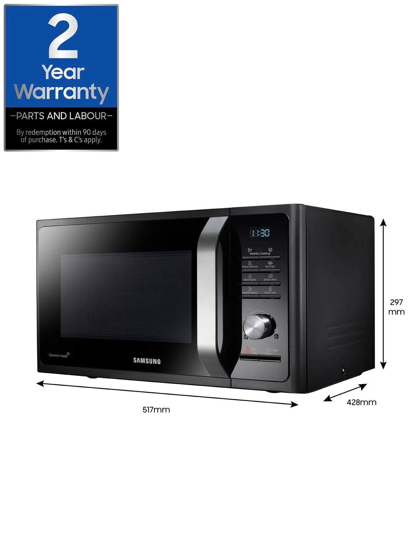 Samsung MS28F303TFK/EU Solo 28-litre, 1000-watt Microwave - Black - Image 4