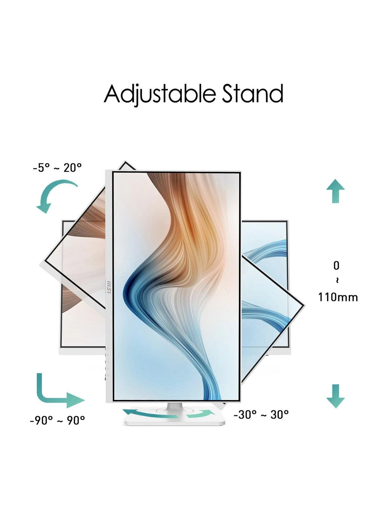 MSI Modern MD241PW 23.8 Inch, Full HD, 75Hz, IPS, USB Type-C, Monitor With Adjustable Stand & Built-in Speakers - Image 3