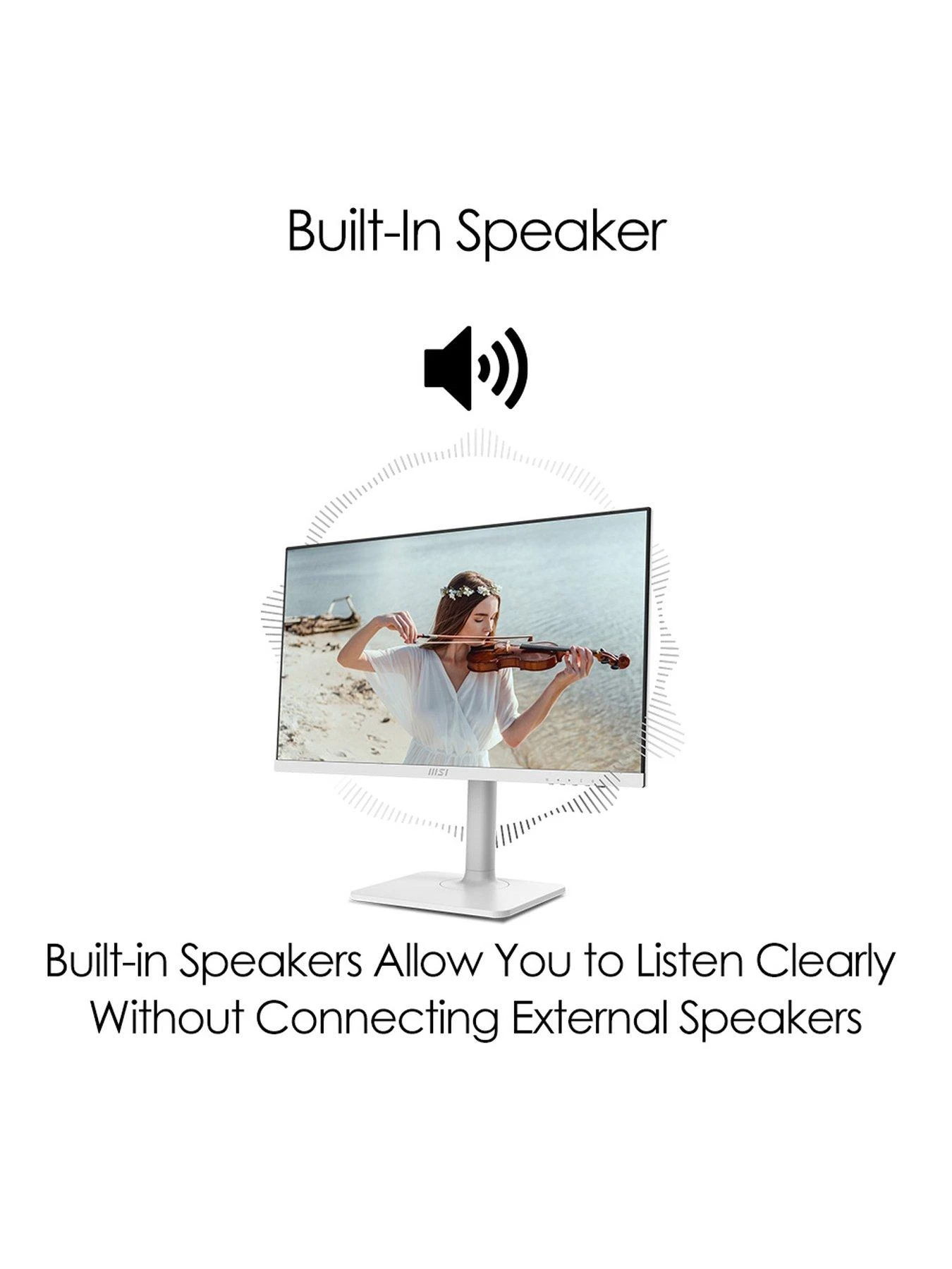 MSI Modern MD241PW 23.8 Inch, Full HD, 75Hz, IPS, USB Type-C, Monitor With Adjustable Stand & Built-in Speakers - Image 4