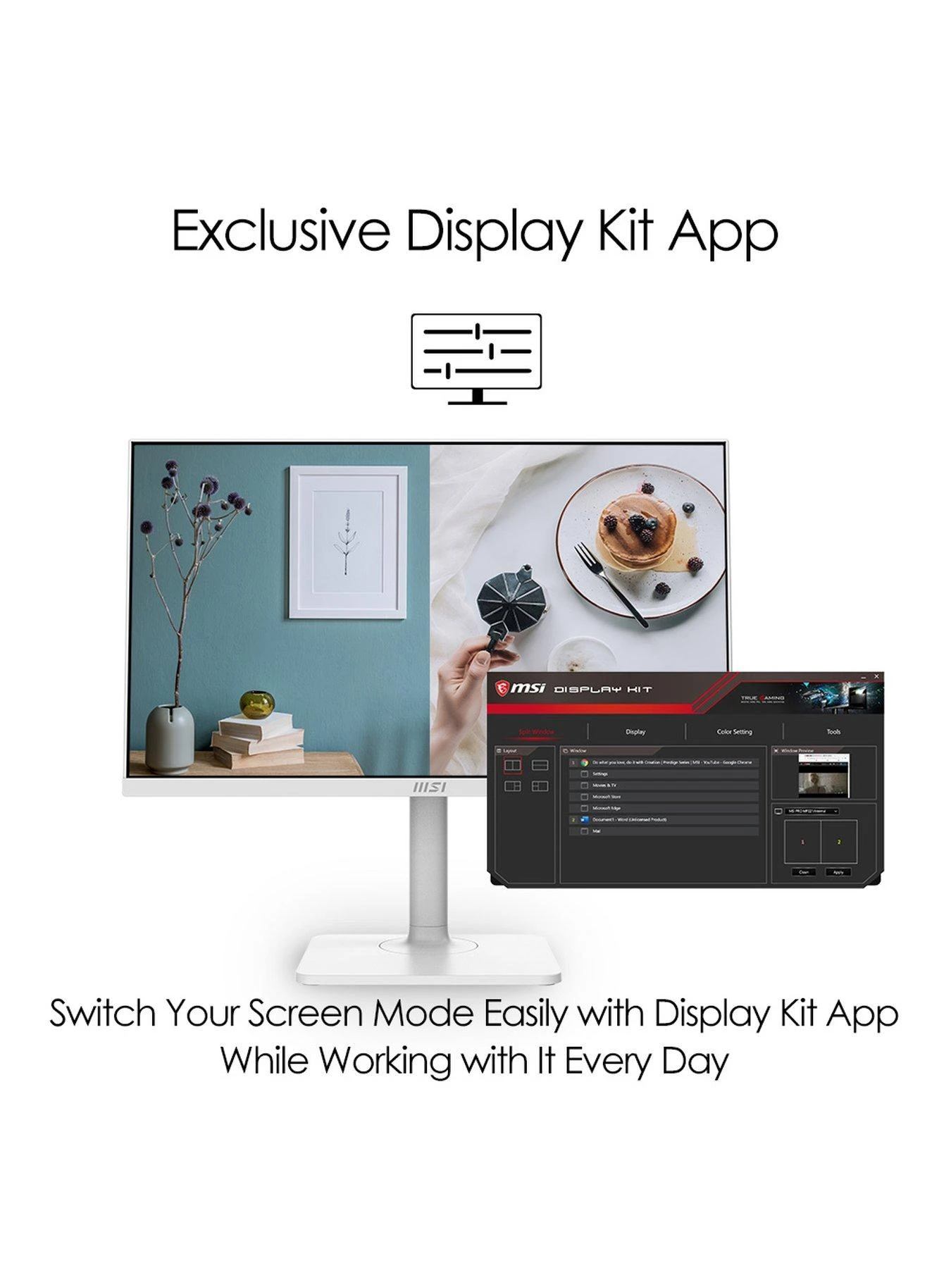 MSI Modern MD241PW 23.8 Inch, Full HD, 75Hz, IPS, USB Type-C, Monitor With Adjustable Stand & Built-in Speakers - Image 7