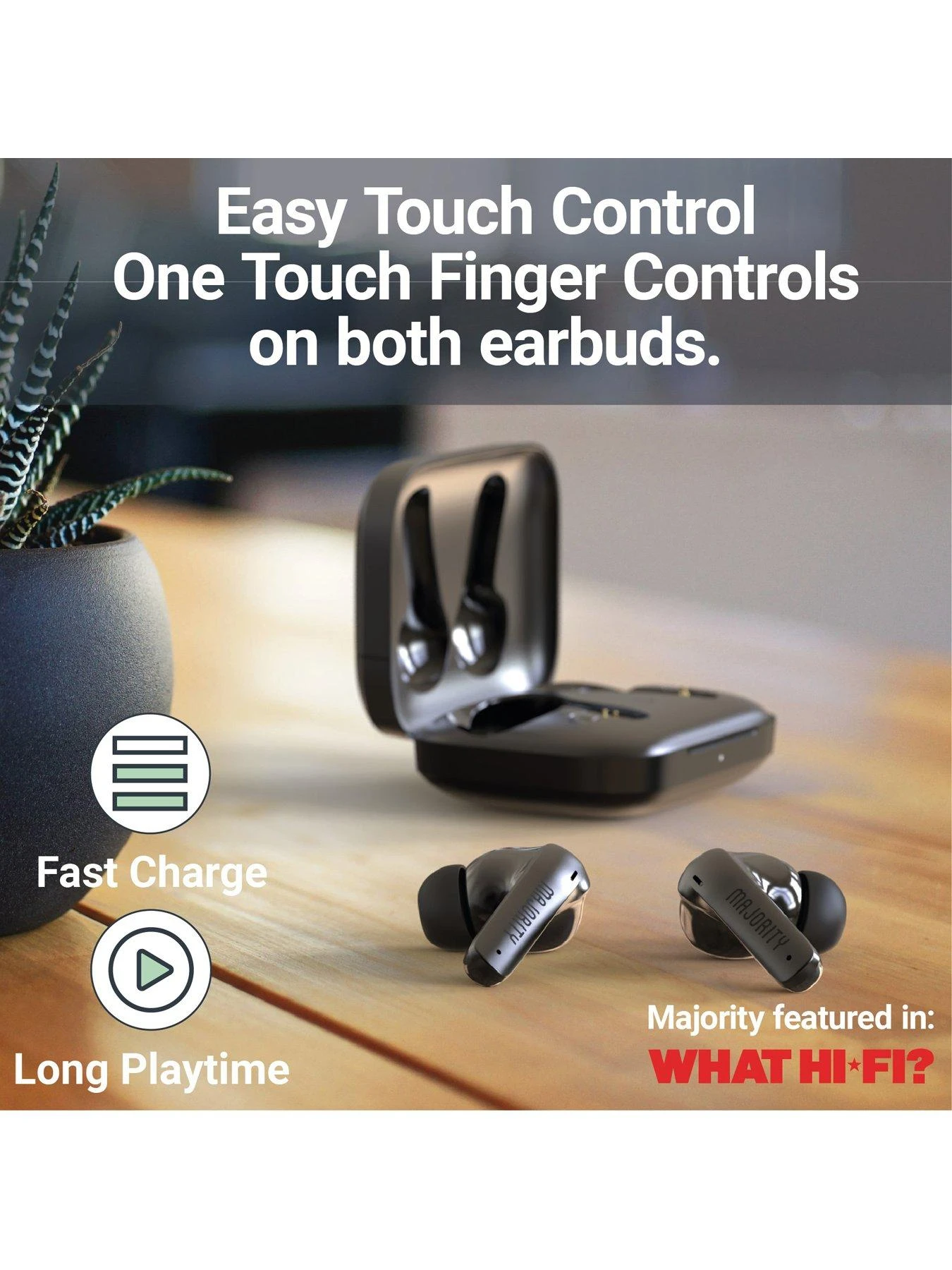 Majority TRU 1 Wireless Bluetooth Earbuds - Black - Image 4