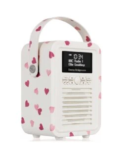 VQ Retro Mini Portable DAB Radio With Bluetooth - Pink Hearts