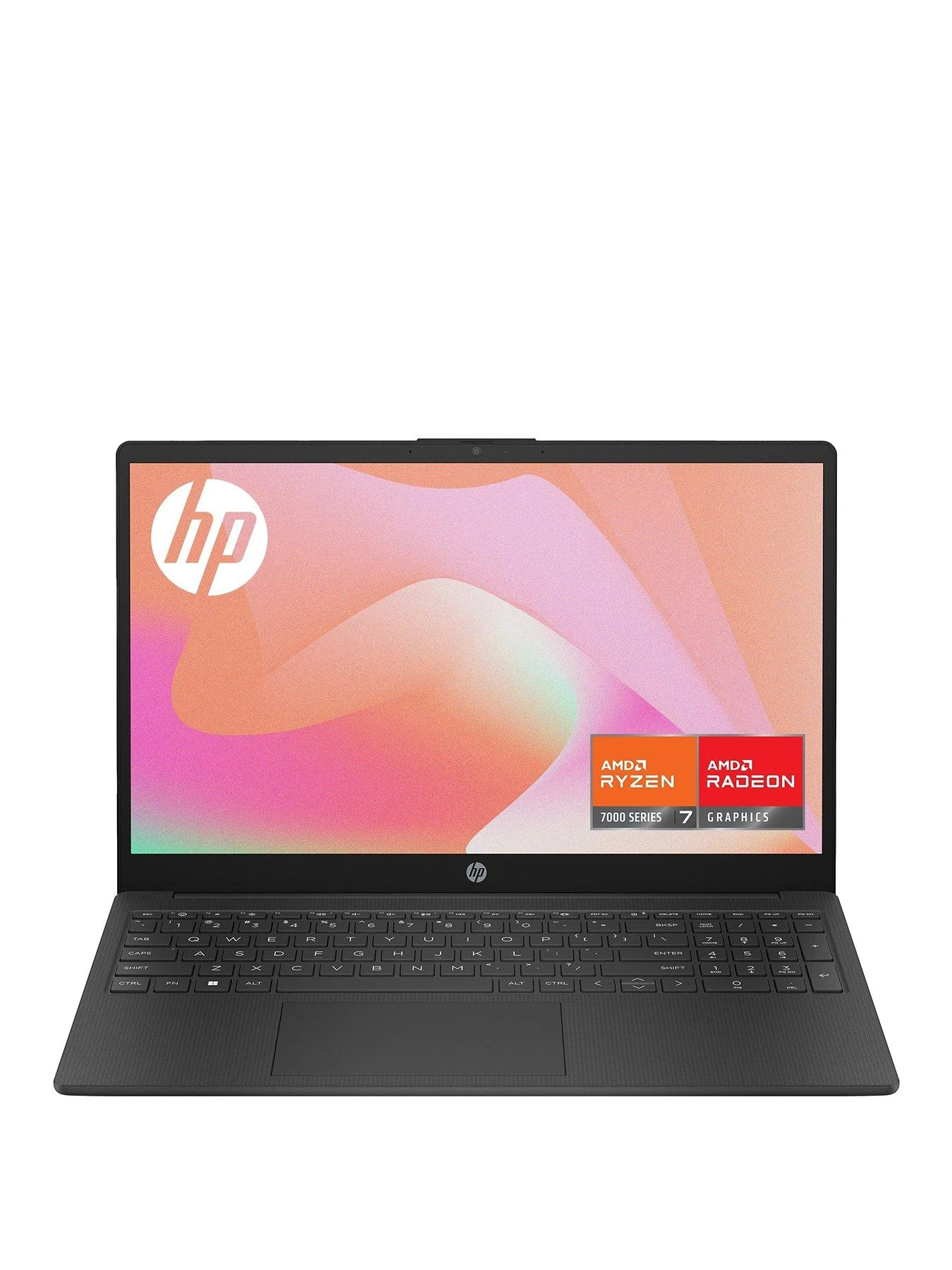 HP 15-fc0016na Laptop - 15.6in FHD, AMD Ryzen 7, 8GB RAM, 512GB SSD, With Optional Microsoft 365 Family (12 Months) - Black