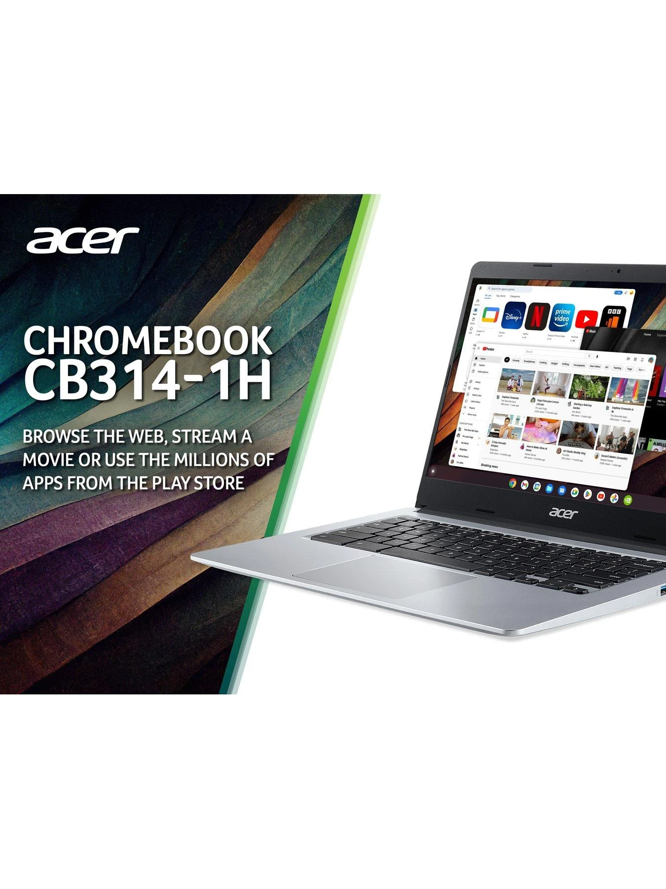 Acer Chromebook 314 Touch - 14in FHD, Intel Pentium Silver, 8GB RAM, 128GB SSD - Silver - Image 4